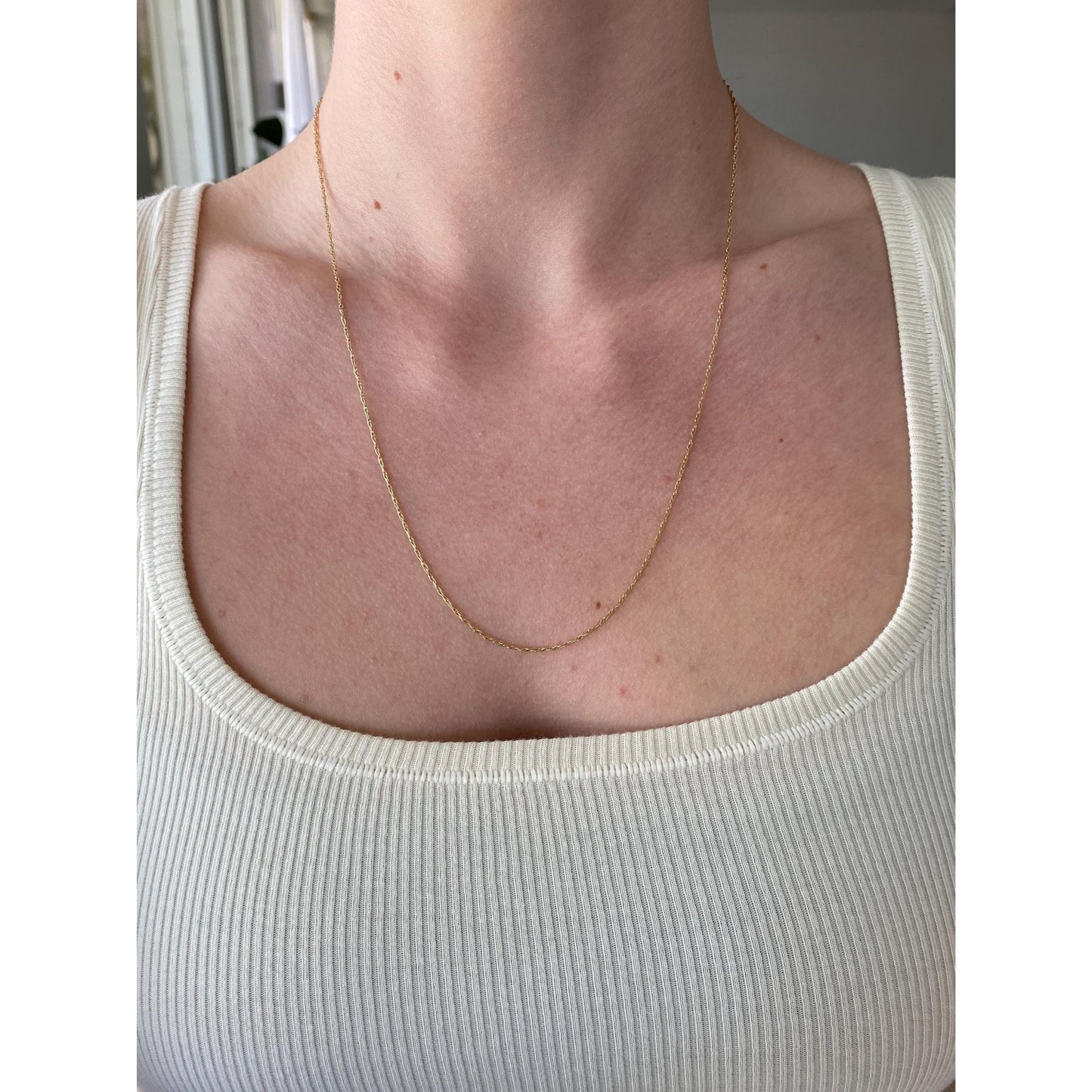 Vintage Solid 14k Yellow Gold Dainty Chain Necklace - 21 inches
