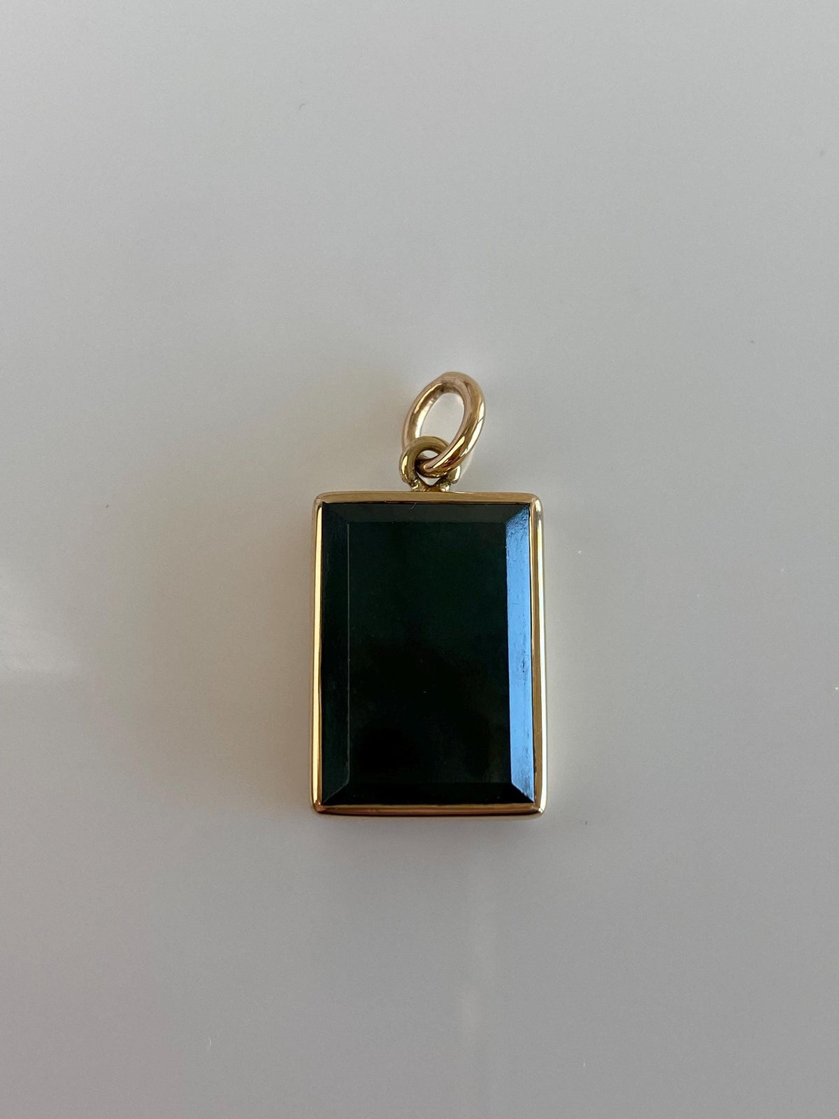 Vintage Solid 14k Yellow Gold Green Agate Cufflink Conversion Charm