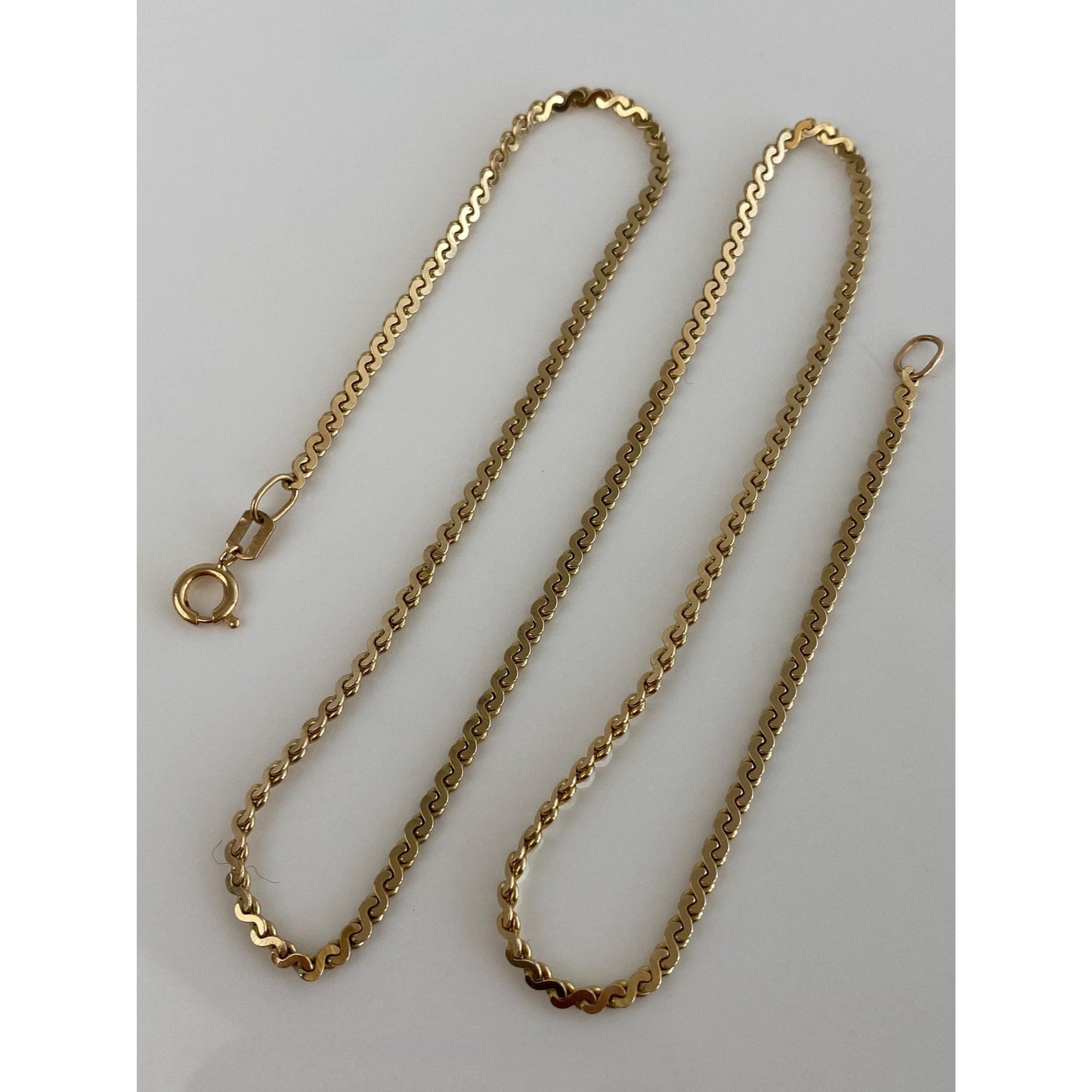Vintage Solid 14k Yellow Gold Serpentine Chain Necklace - 16.25 inches