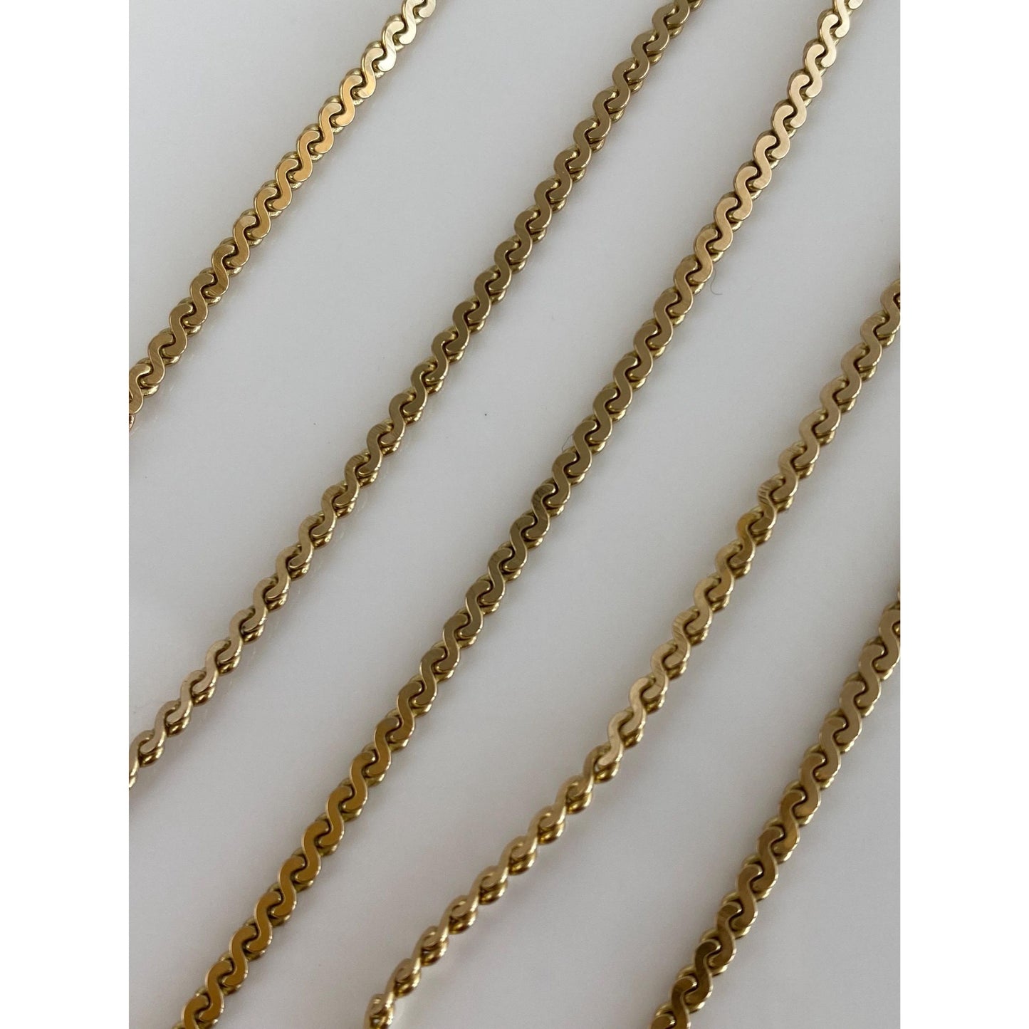 Vintage Solid 14k Yellow Gold Serpentine Chain Necklace - 16.25 inches