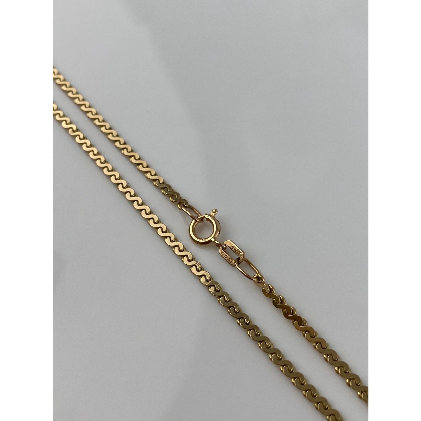 Vintage Solid 14k Yellow Gold Serpentine Chain Necklace - 16.25 inches
