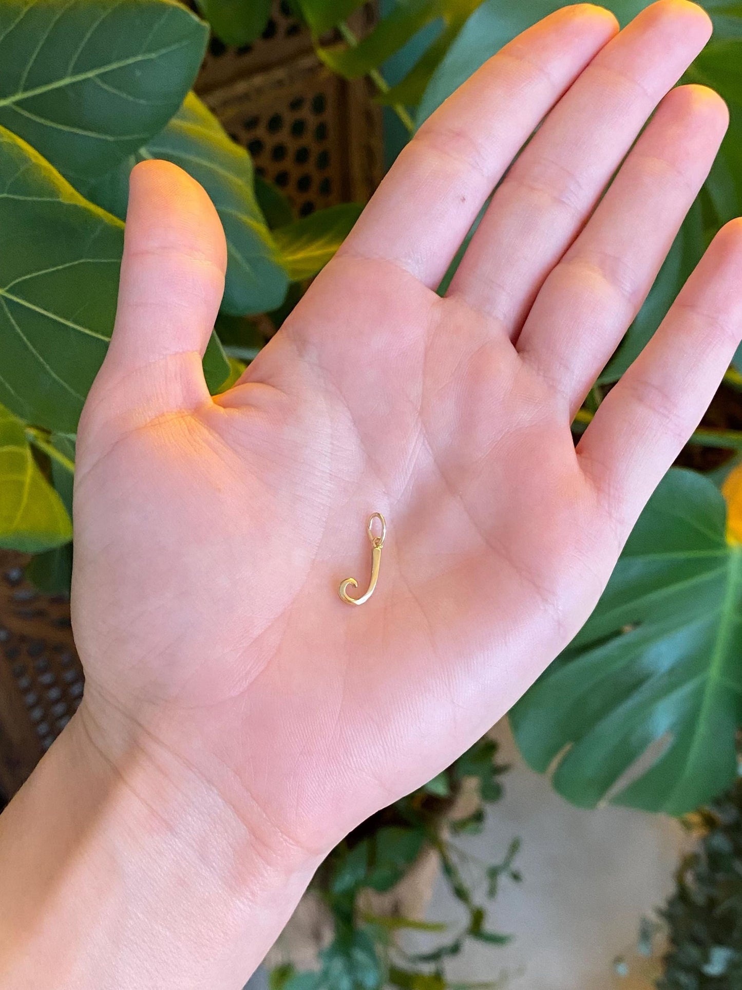 Vintage Solid 14k Yellow Gold Initial 'J' Charm