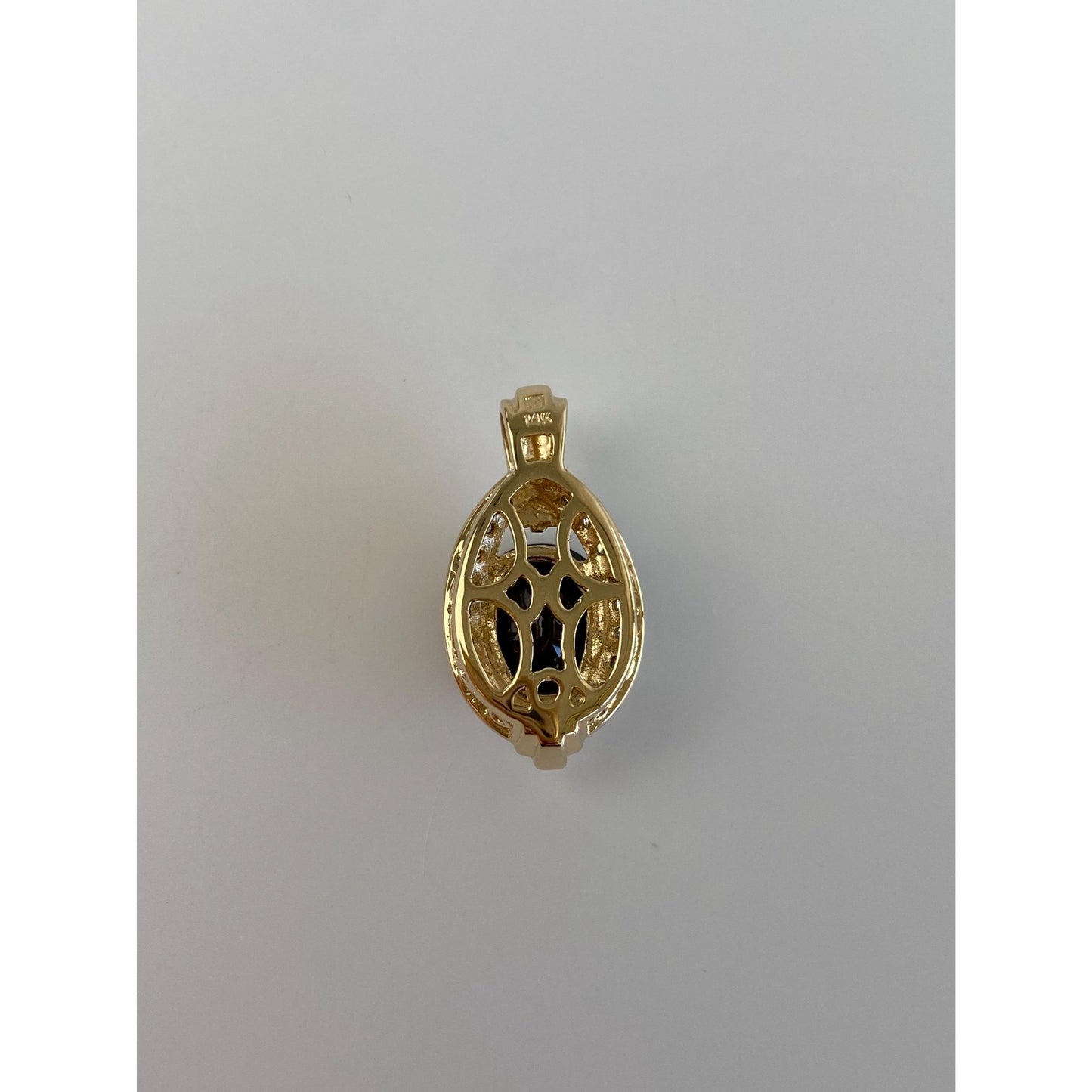 Solid 14k White & Yellow Gold Garnet Diamond Charm