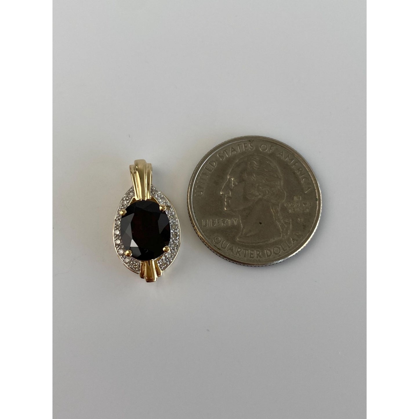 Solid 14k White & Yellow Gold Garnet Diamond Charm