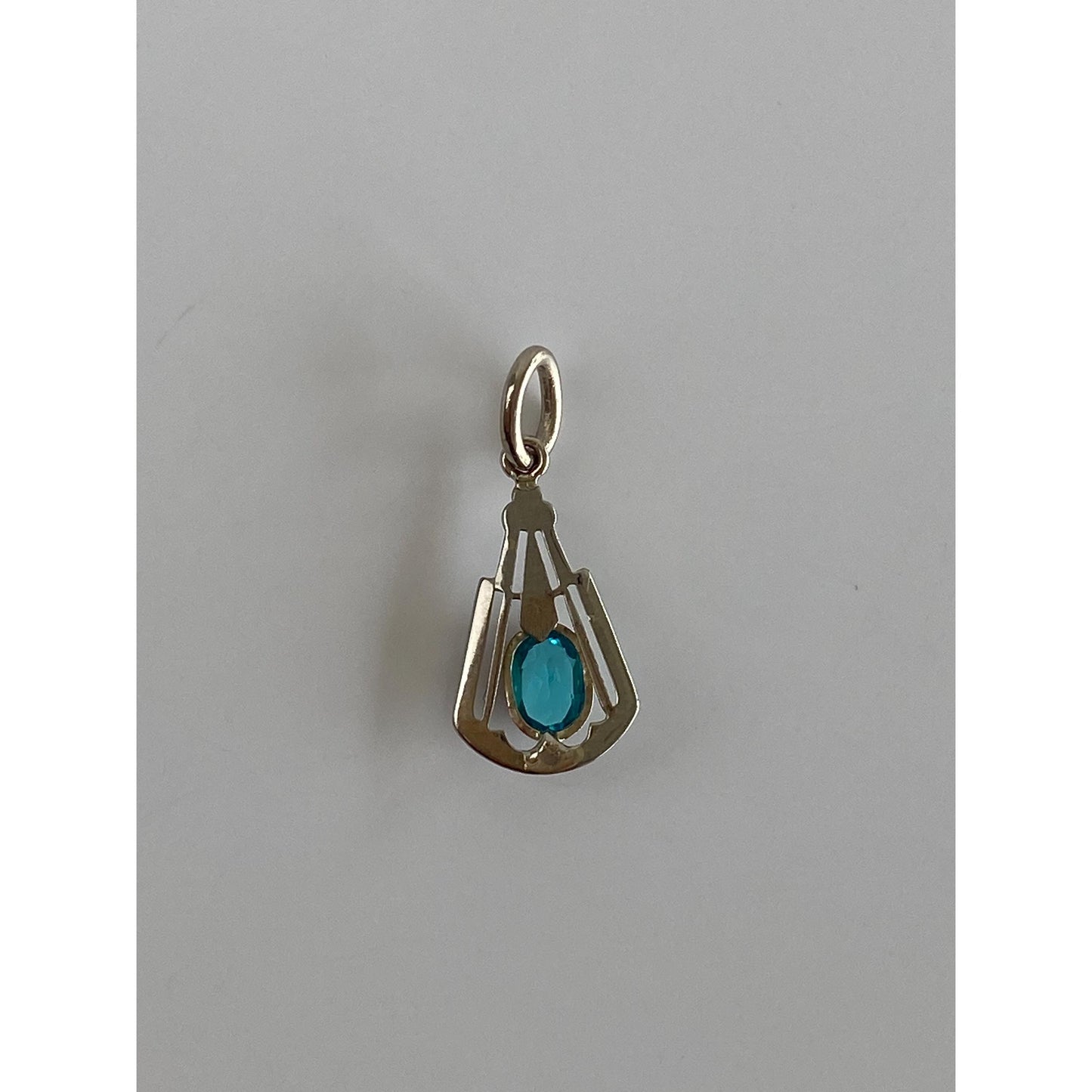 Vintage Solid 10k White Gold Blue Cubic Zirconia Stick Pin Conversion Charm