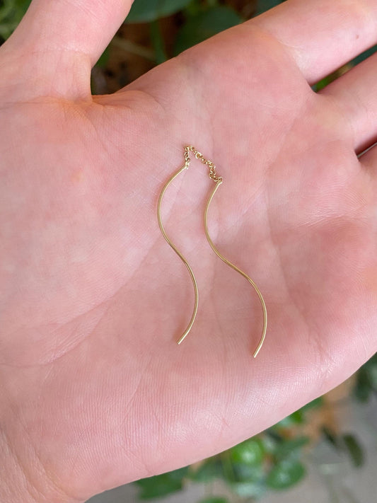 Vintage Solid 14k Yellow Gold SINGLE Rolo Chain Threader Earring