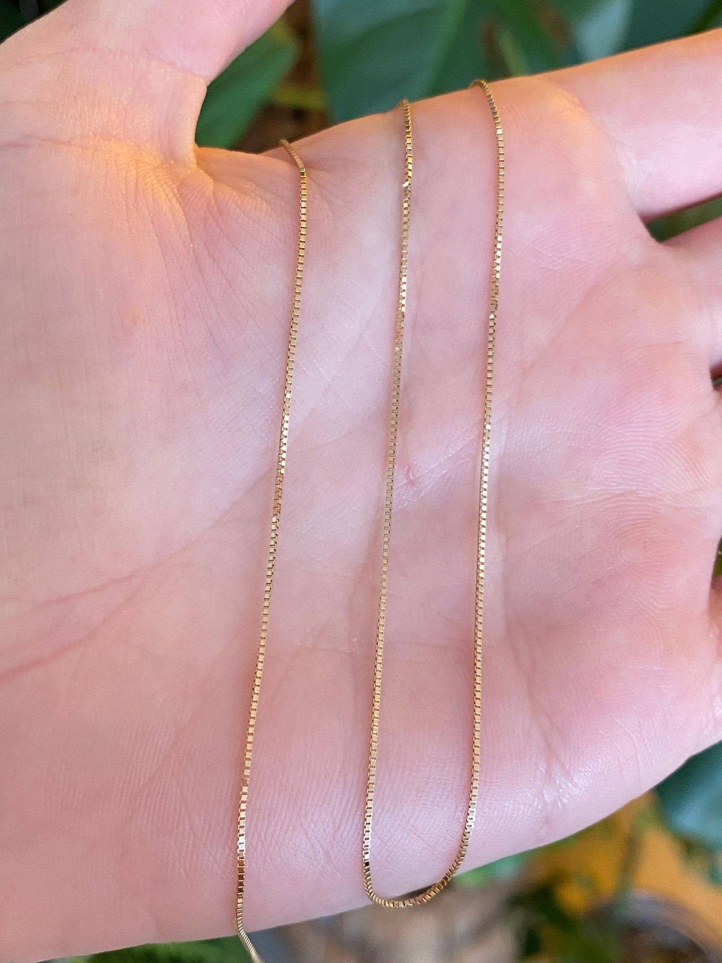 Vintage Solid 14k Yellow Gold Dainty Box Chain Necklace - 18 inches