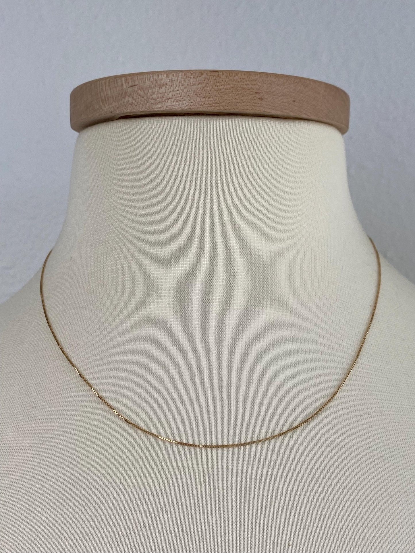 Vintage Solid 14k Yellow Gold Dainty Box Chain Necklace - 18 inches