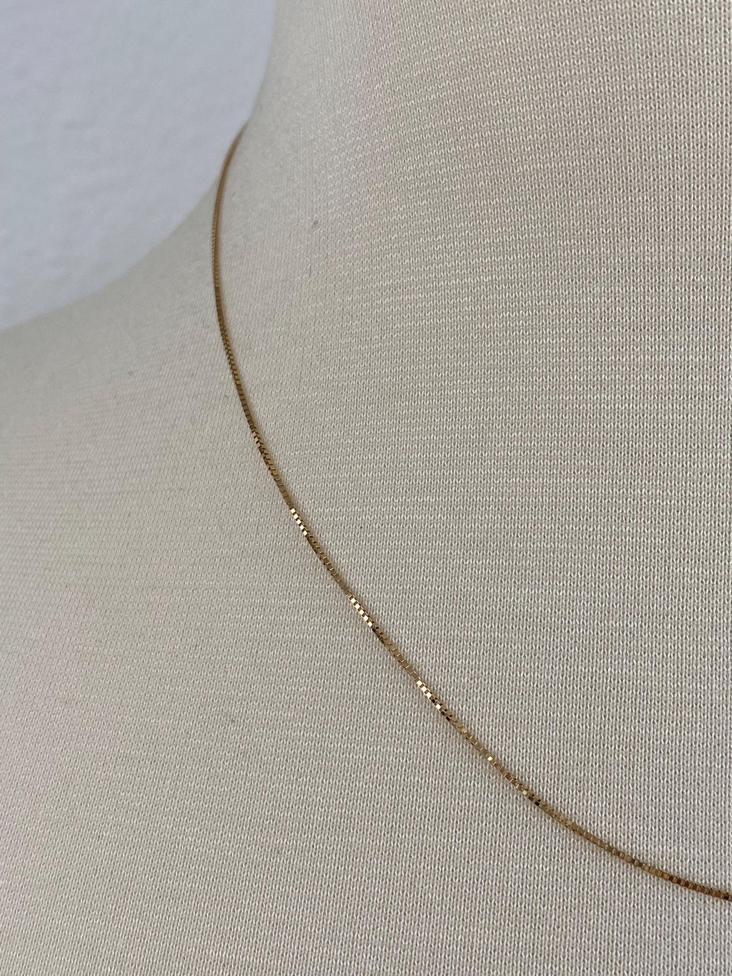 Vintage Solid 14k Yellow Gold Dainty Box Chain Necklace - 18 inches