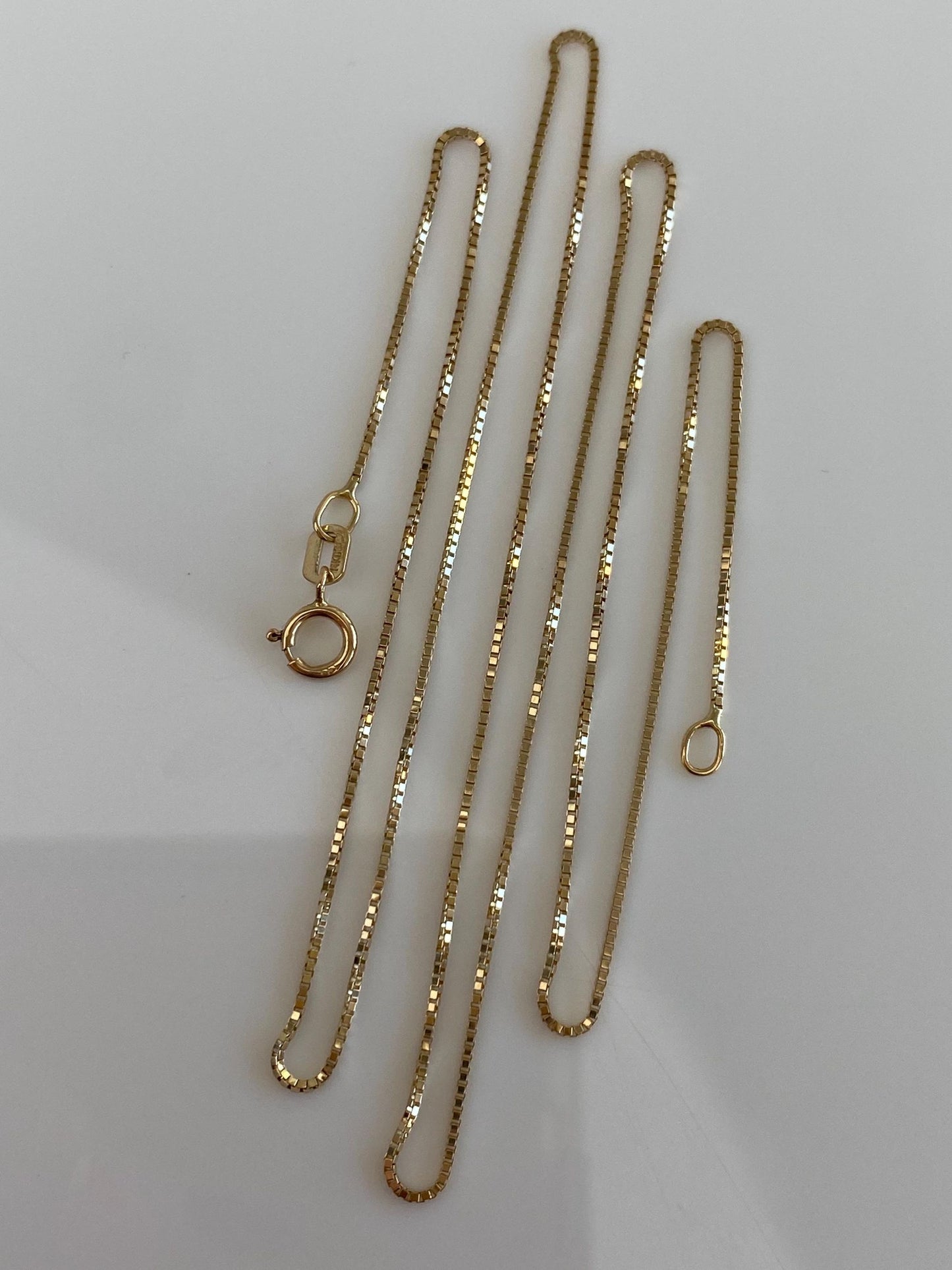 Vintage Solid 14k Yellow Gold Dainty Box Chain Necklace - 18 inches