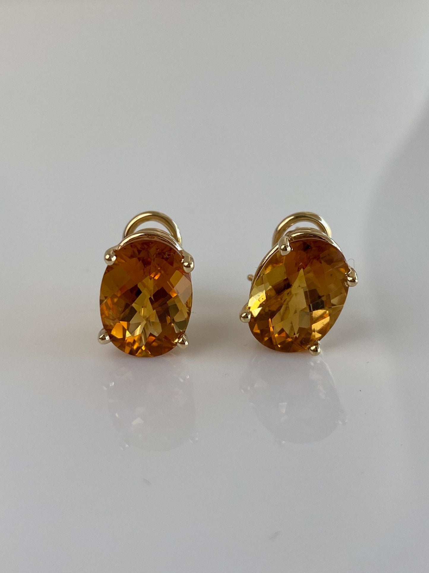 Vintage Solid 14k Yellow Gold Rose Cut Citrine Drop Earrings