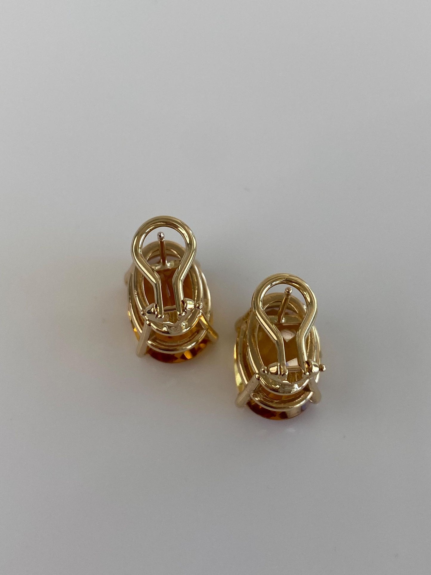 Vintage Solid 14k Yellow Gold Rose Cut Citrine Drop Earrings