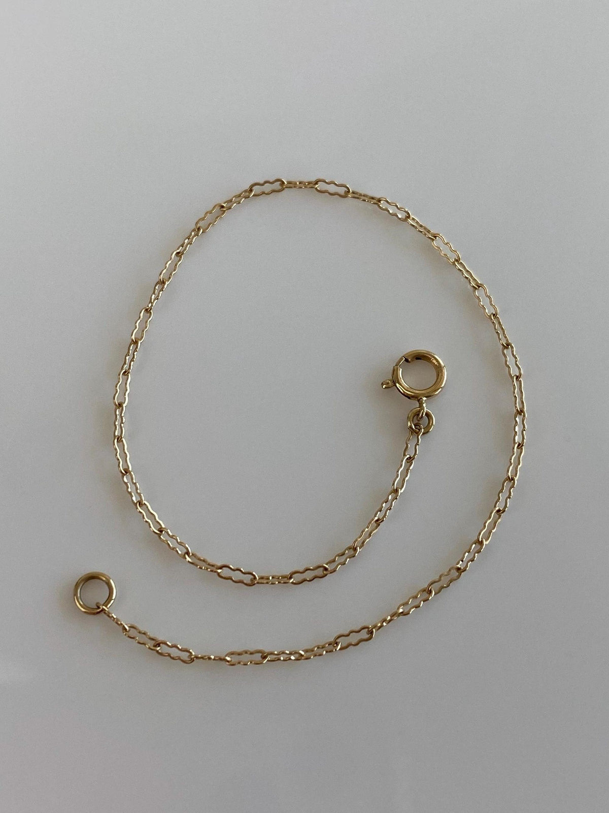 Vintage Solid 14k Yellow Gold Dainty Fancy Elongated Chain Bracelet - 6.5 inches