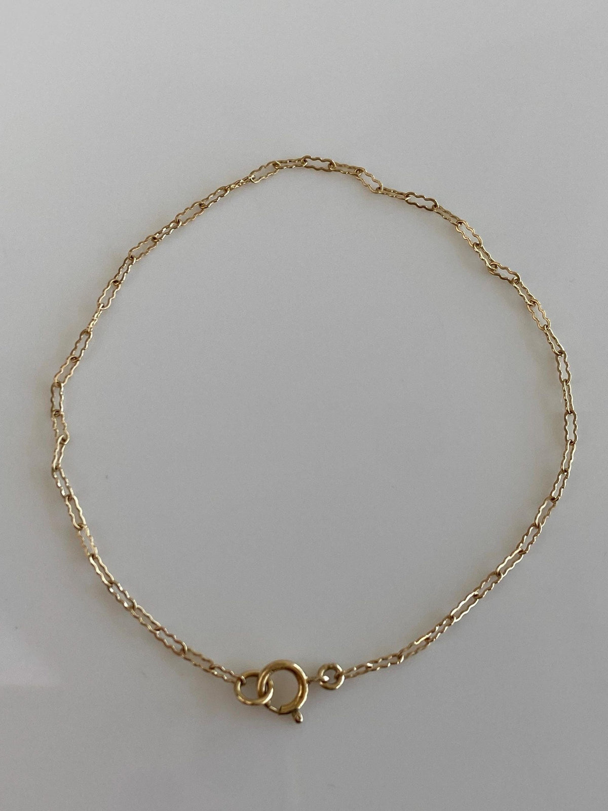 Vintage Solid 14k Yellow Gold Dainty Fancy Elongated Chain Bracelet - 6.5 inches