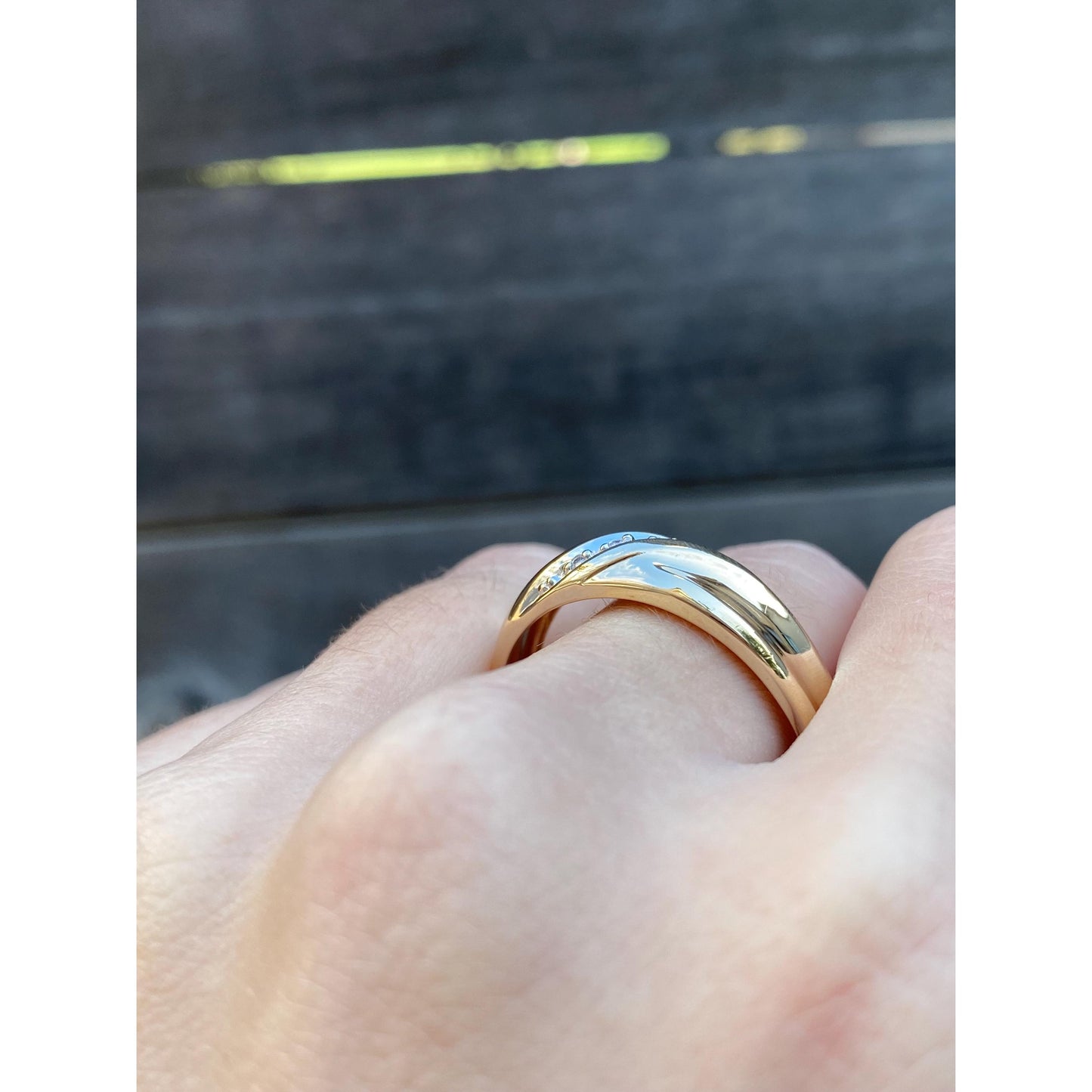 Vintage Solid 10k Yellow Gold Diamond Ring Band - Size 13.75