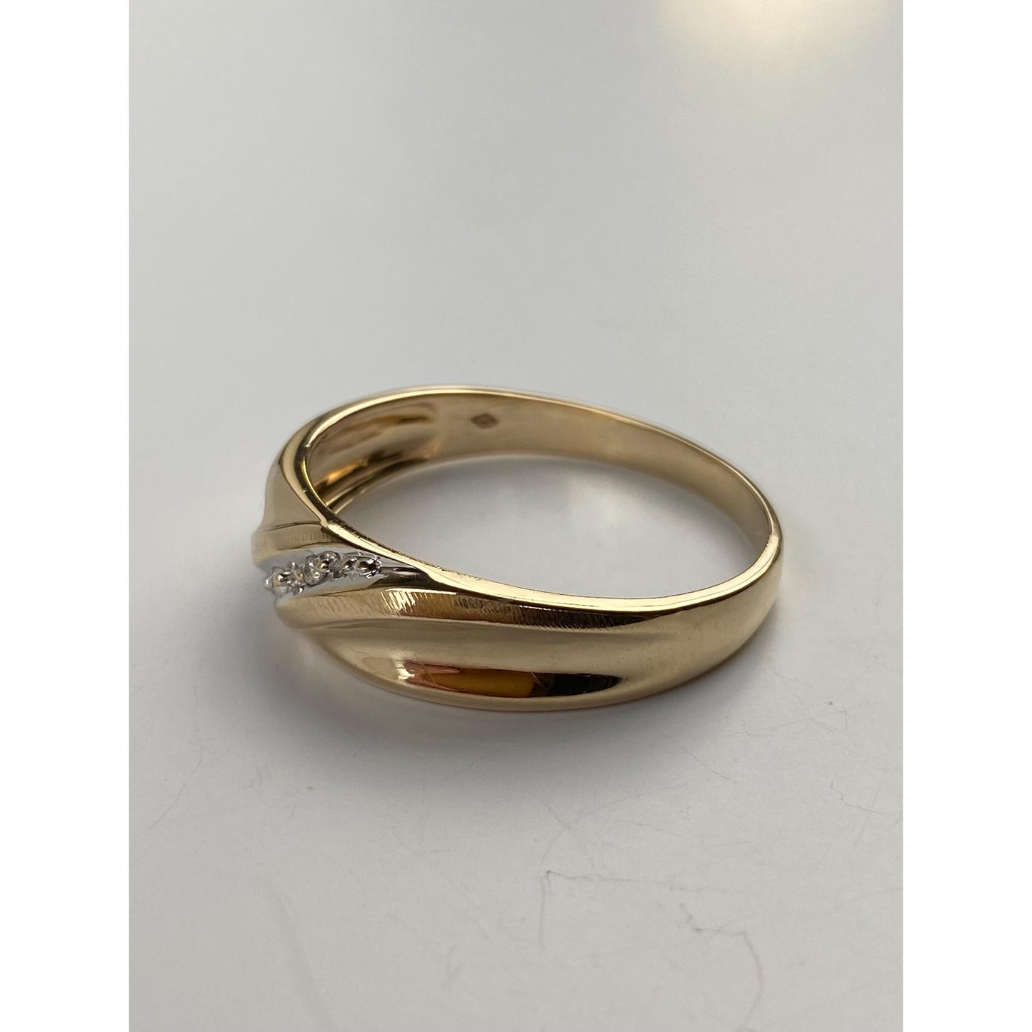 Vintage Solid 10k Yellow Gold Diamond Ring Band - Size 13.75