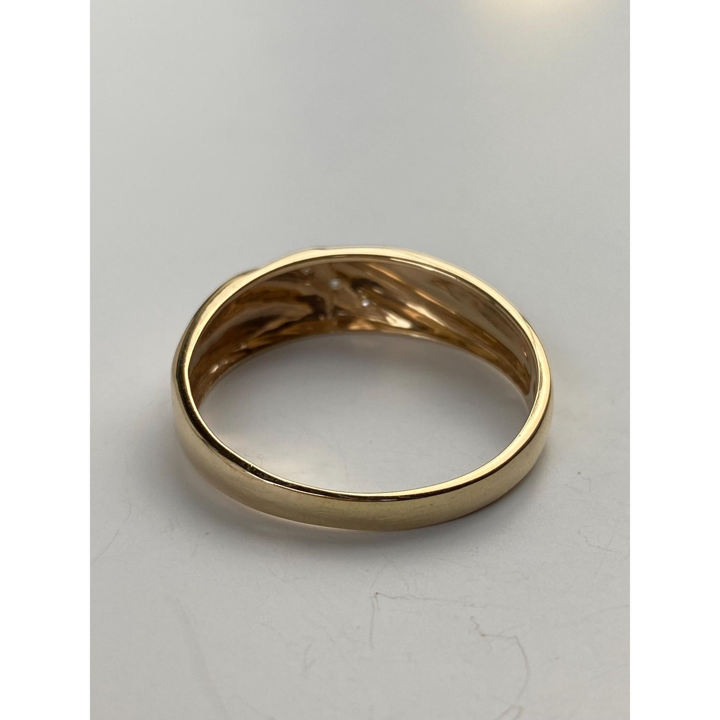 Vintage Solid 10k Yellow Gold Diamond Ring Band - Size 13.75