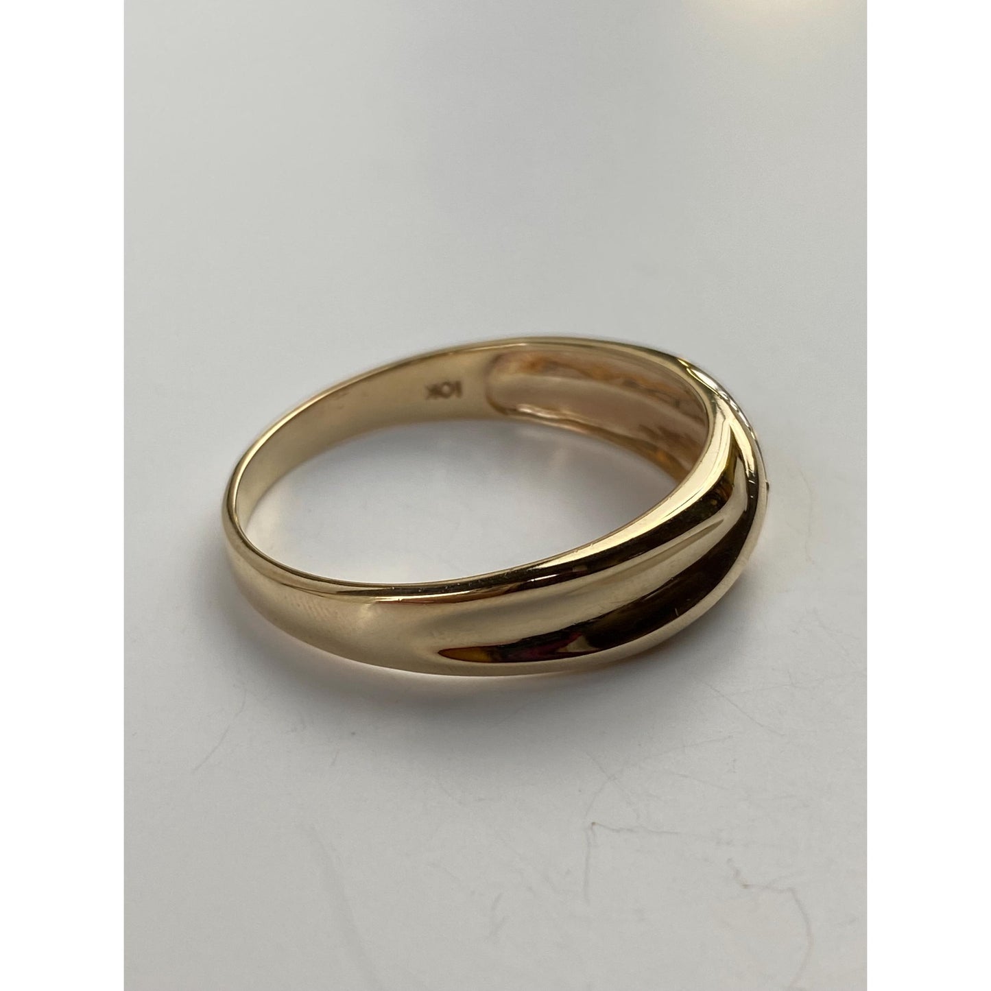 Vintage Solid 10k Yellow Gold Diamond Ring Band - Size 13.75