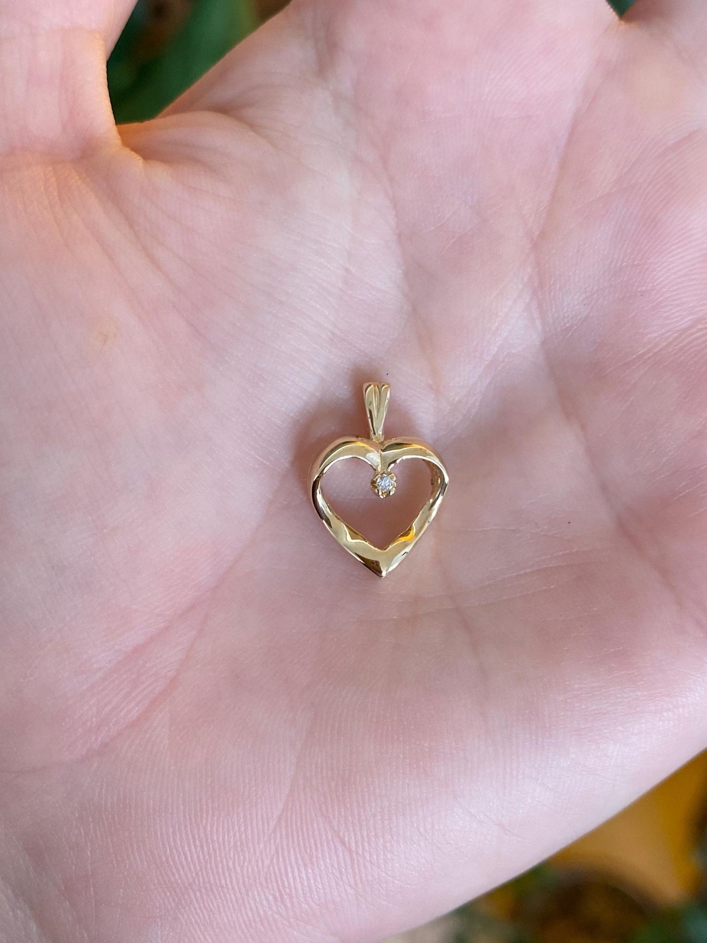 Vintage Solid 14k Yellow Gold Diamond Heart Charm