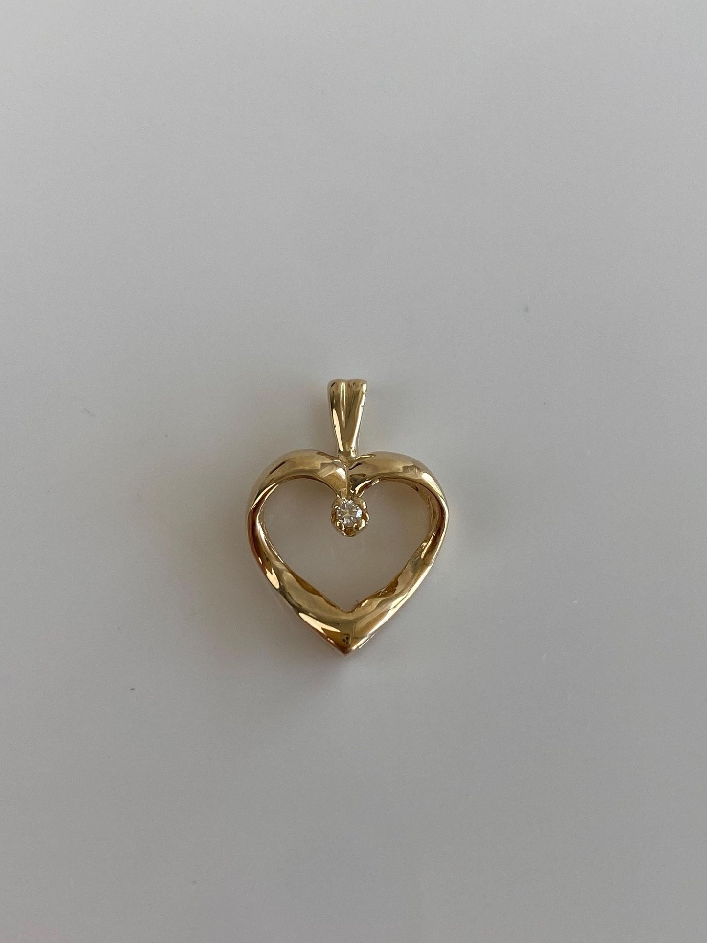 Vintage Solid 14k Yellow Gold Diamond Heart Charm