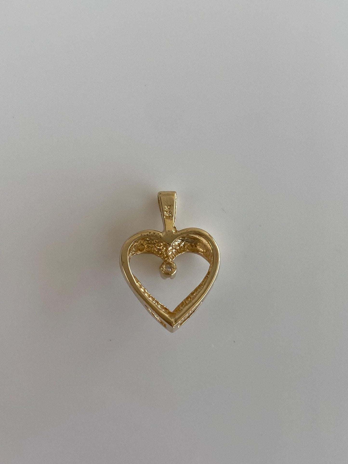 Vintage Solid 14k Yellow Gold Diamond Heart Charm