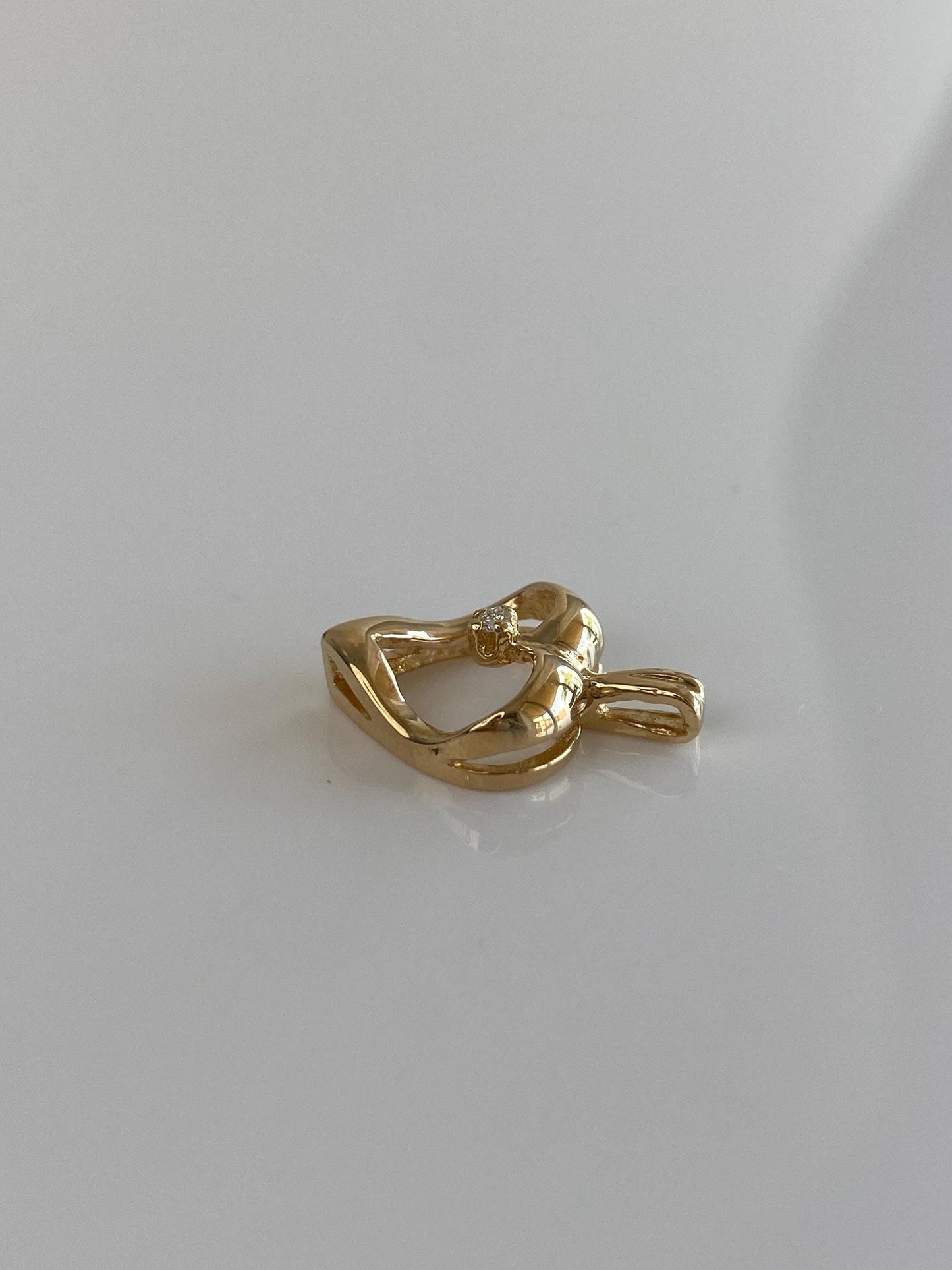 Vintage Solid 14k Yellow Gold Diamond Heart Charm