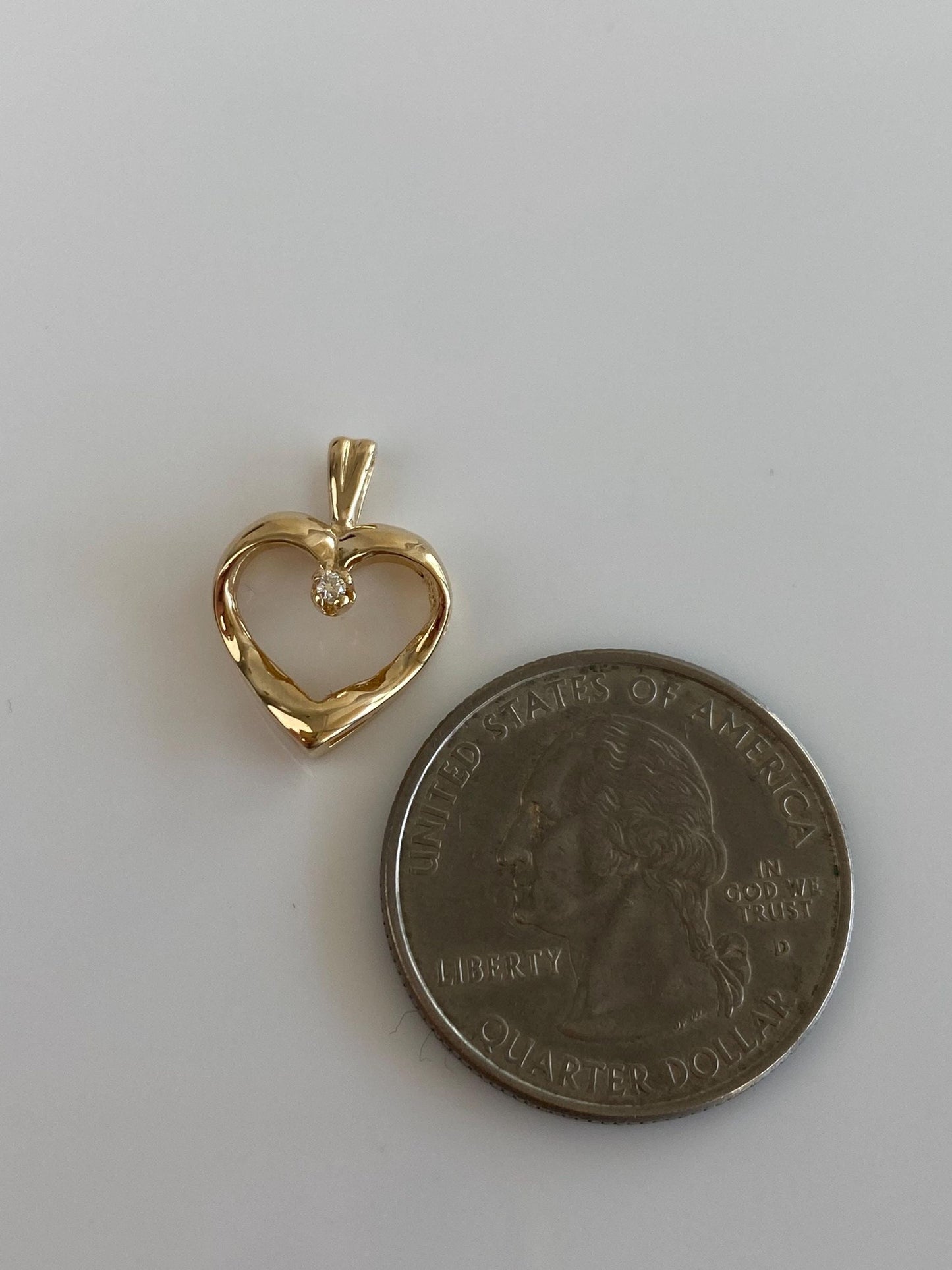 Vintage Solid 14k Yellow Gold Diamond Heart Charm