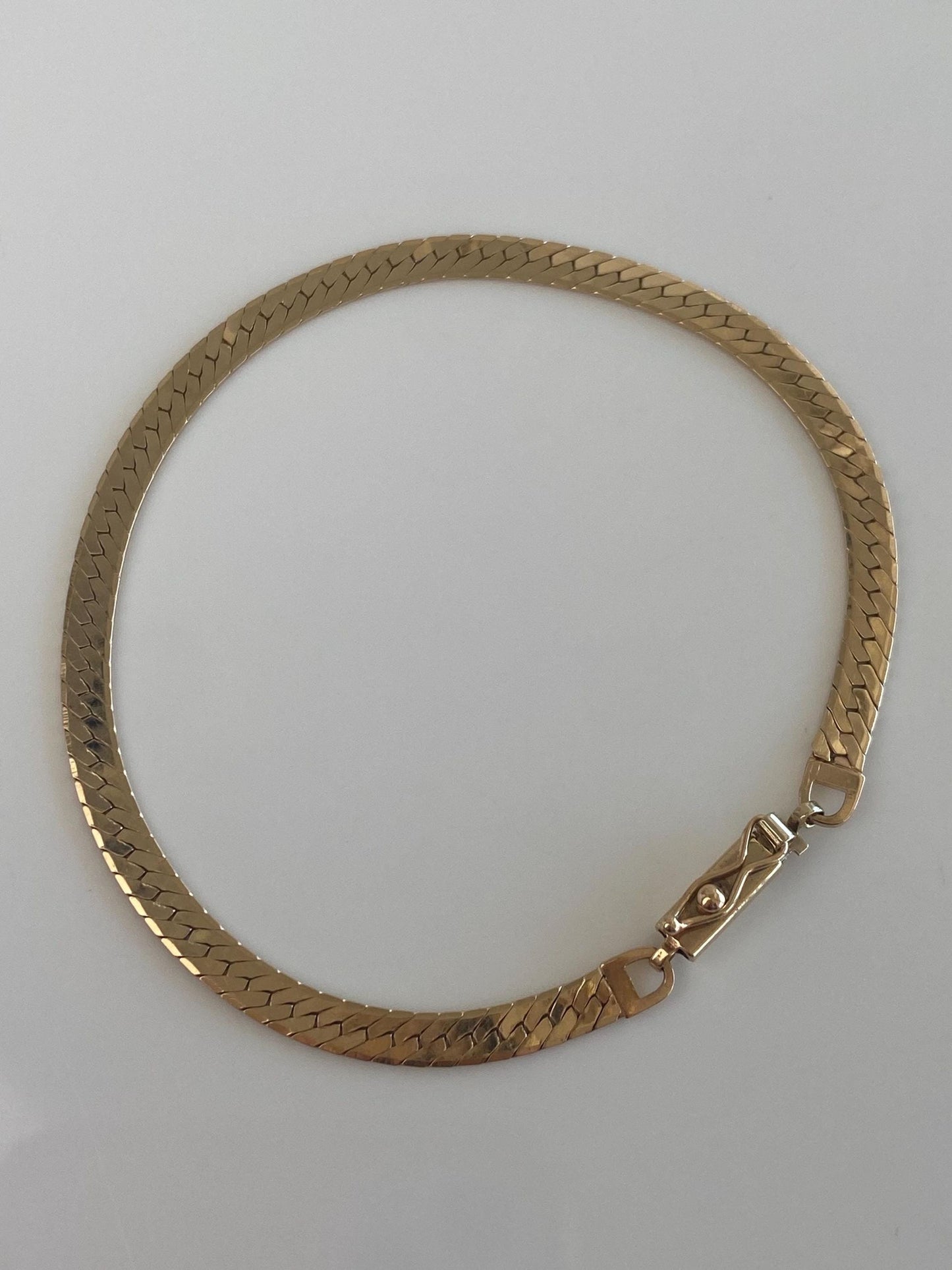 Vintage Solid 14k Yellow Gold Herringbone Chain Bracelet - 7.5 inches