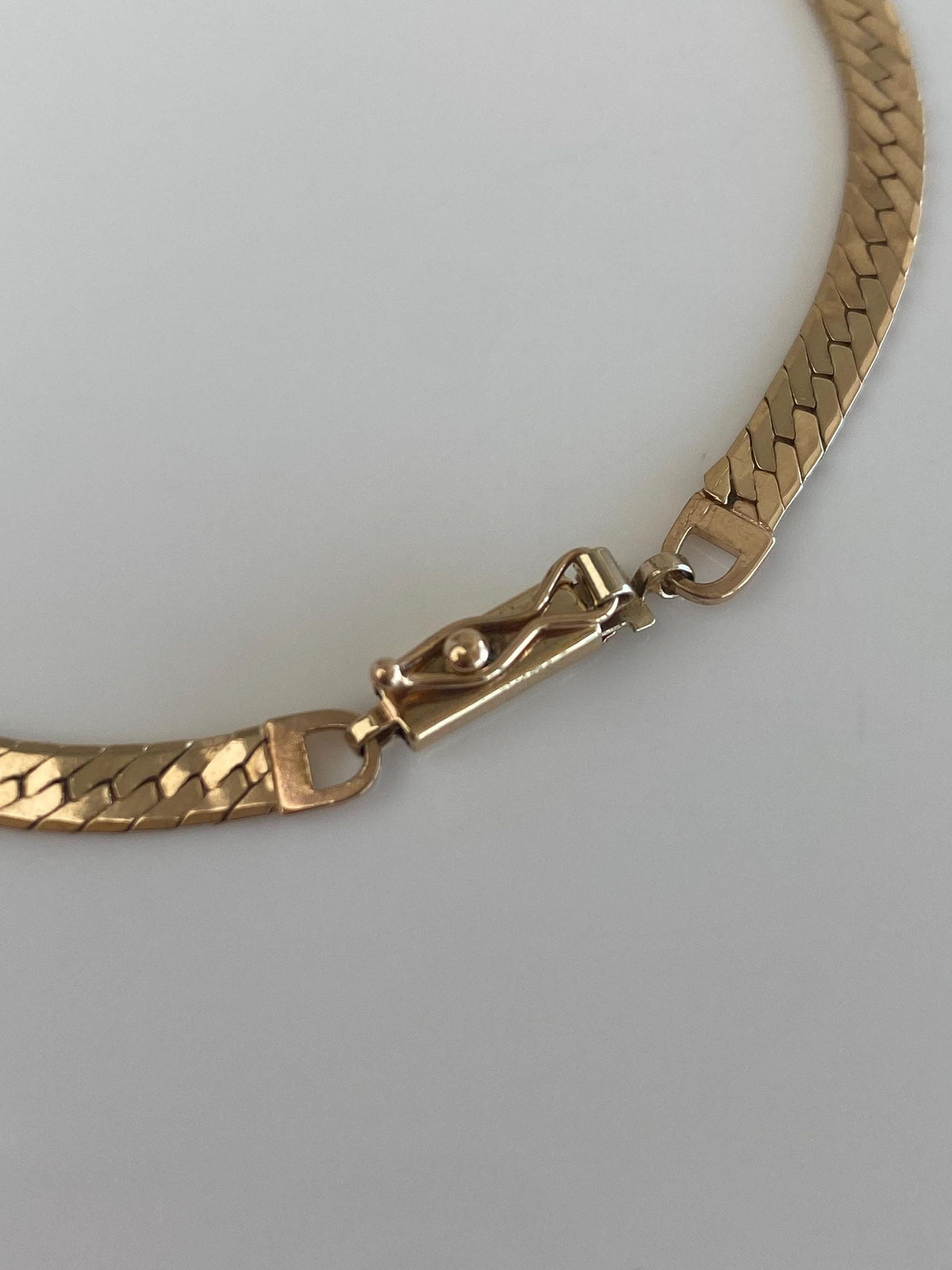 Vintage Solid 14k Yellow Gold Herringbone Chain Bracelet - 7.5 inches