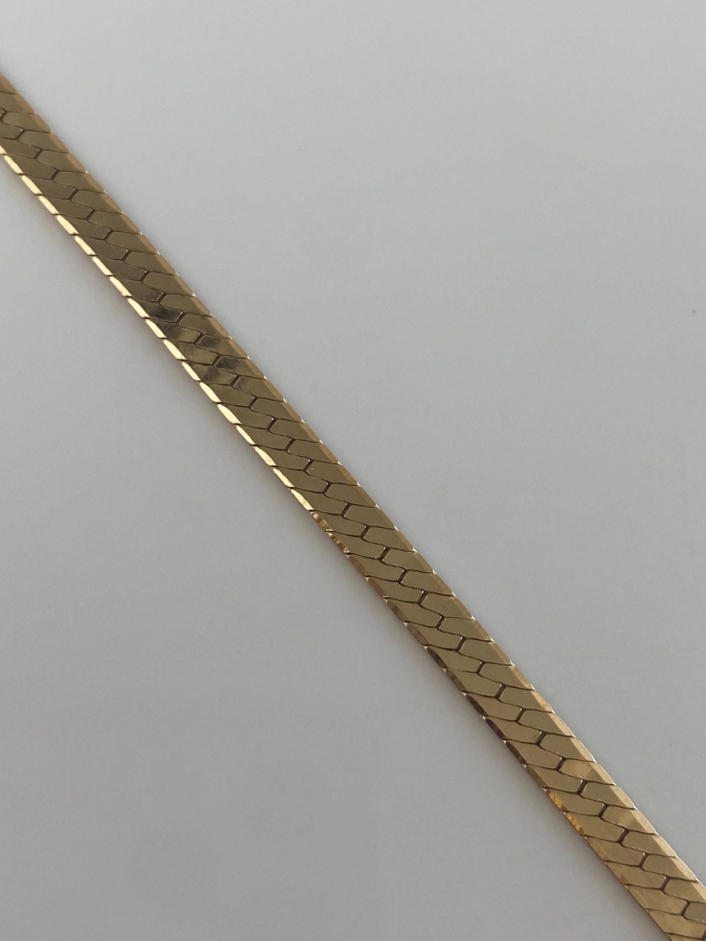 Vintage Solid 14k Yellow Gold Herringbone Chain Bracelet - 7.5 inches