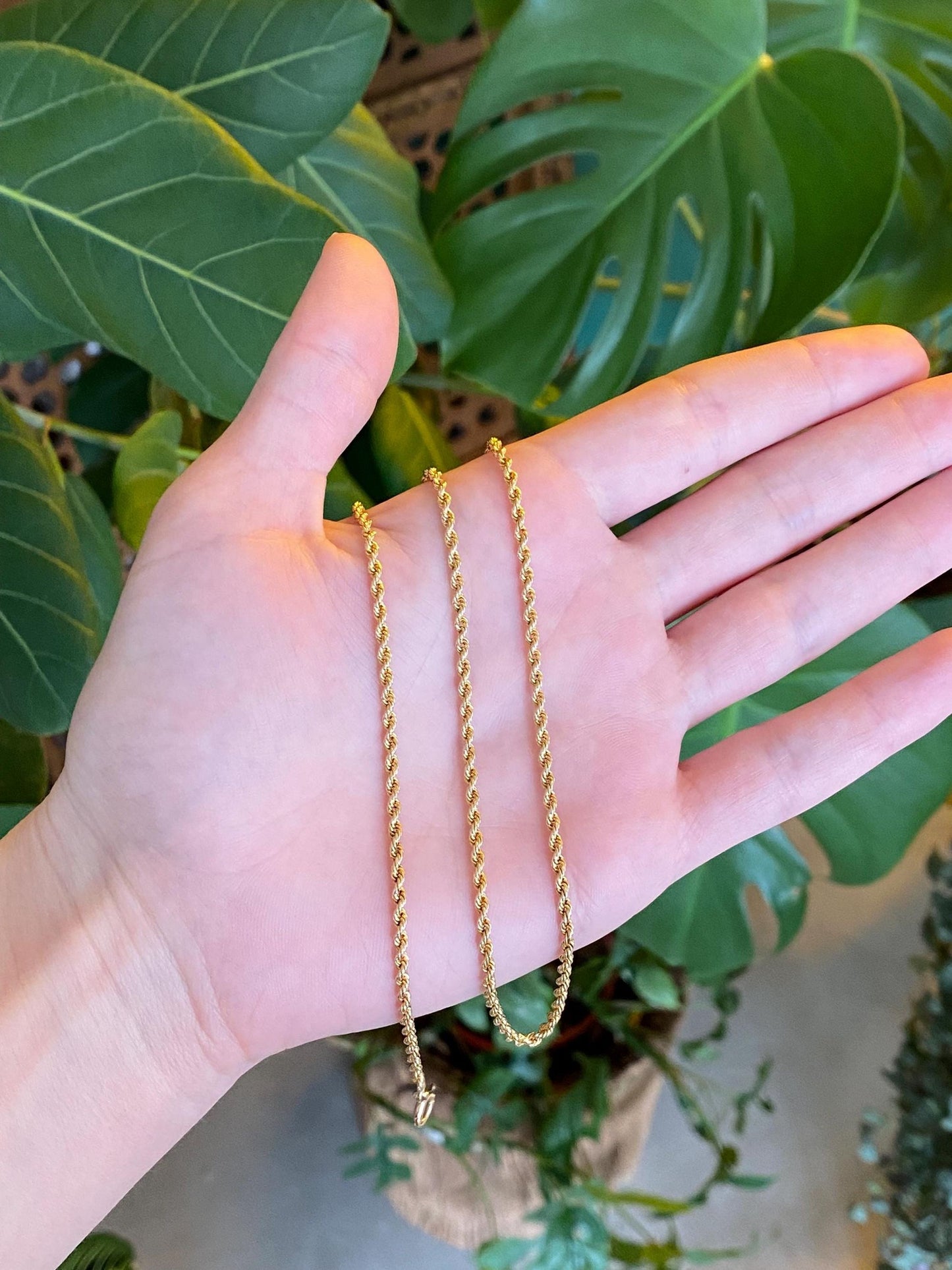 Vintage Solid 14k Yellow Gold Rope Chain Necklace - 21.75 inches