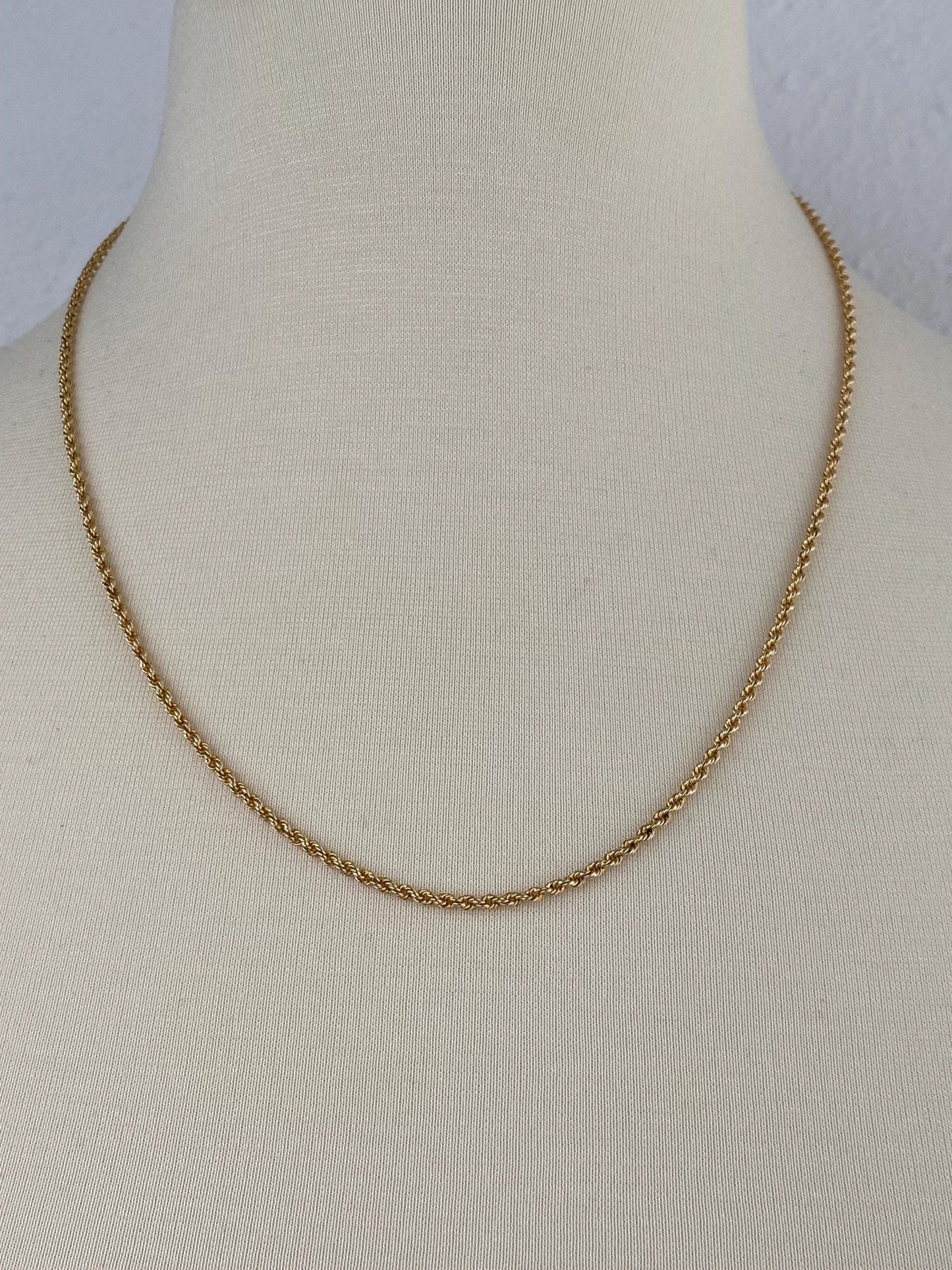 Vintage Solid 14k Yellow Gold Rope Chain Necklace - 21.75 inches