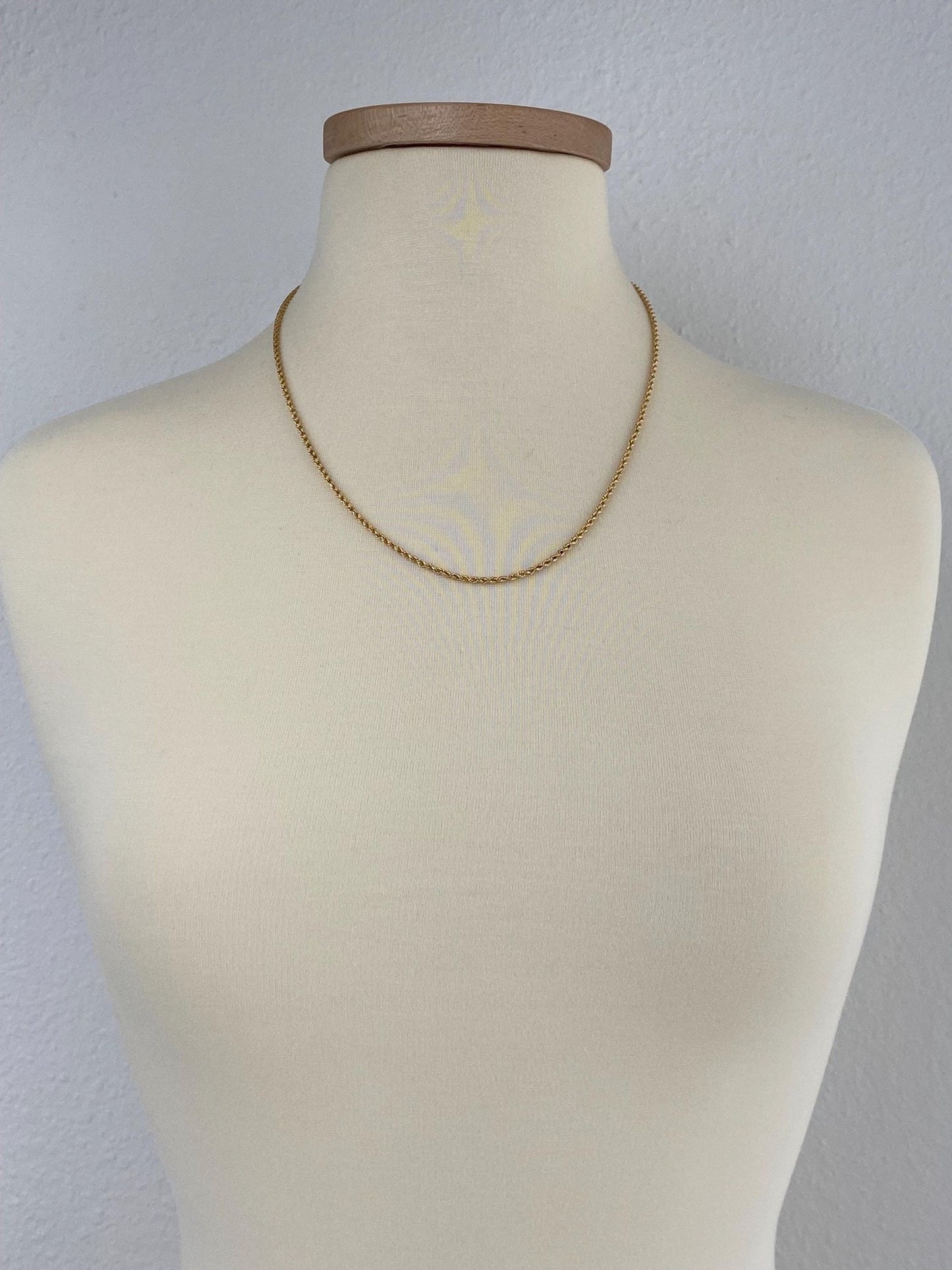Vintage Solid 14k Yellow Gold Rope Chain Necklace - 21.75 inches