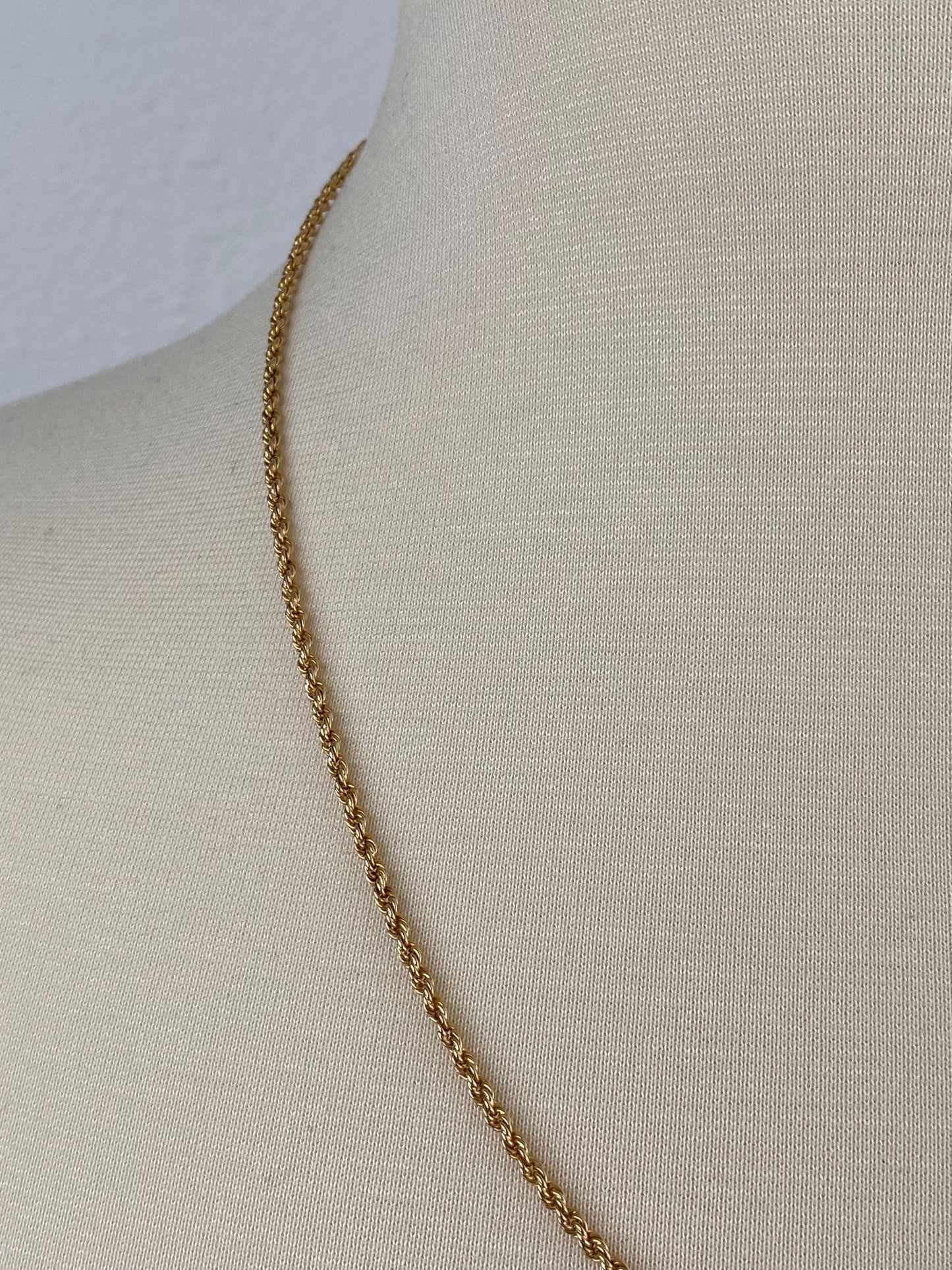 Vintage Solid 14k Yellow Gold Rope Chain Necklace - 21.75 inches