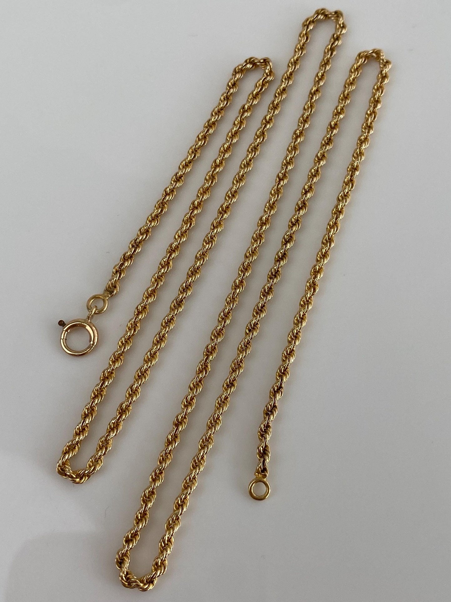 Vintage Solid 14k Yellow Gold Rope Chain Necklace - 21.75 inches