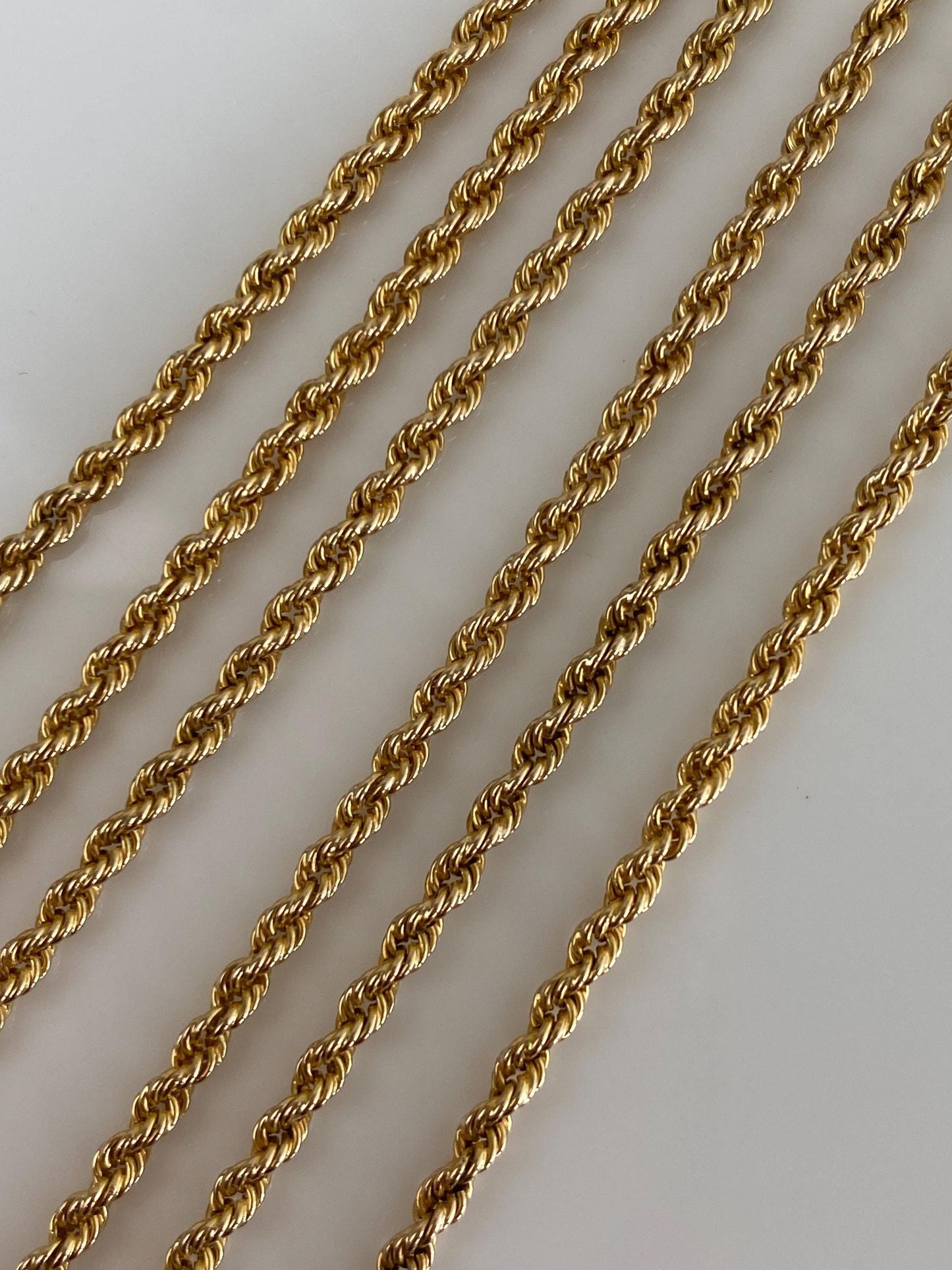 Vintage Solid 14k Yellow Gold Rope Chain Necklace - 21.75 inches