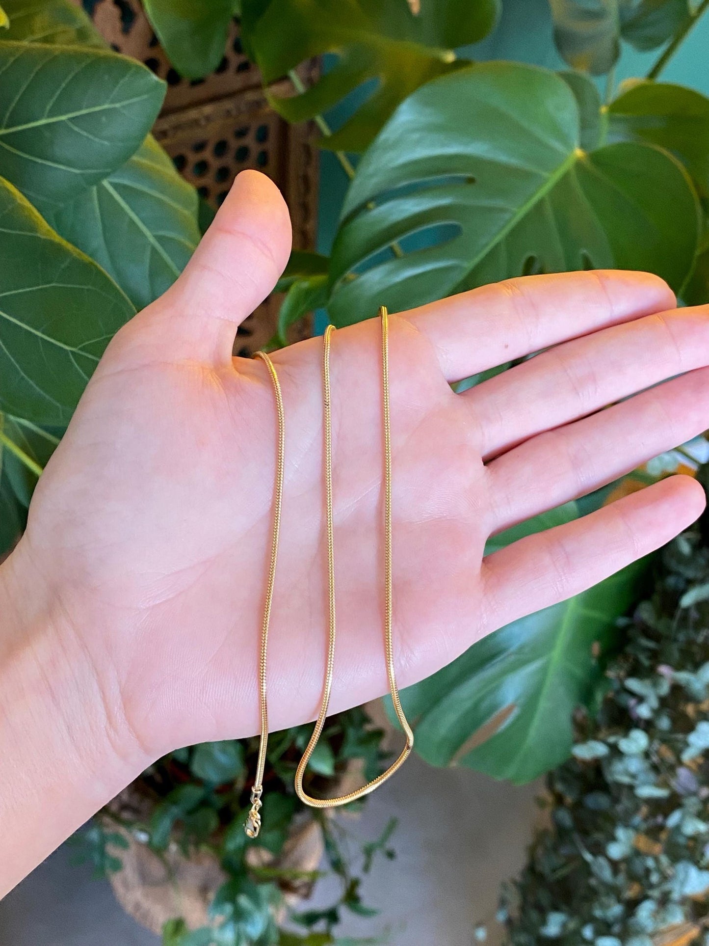 Vintage Solid 14k Yellow Gold Snake Chain Necklace - 22.5 inches