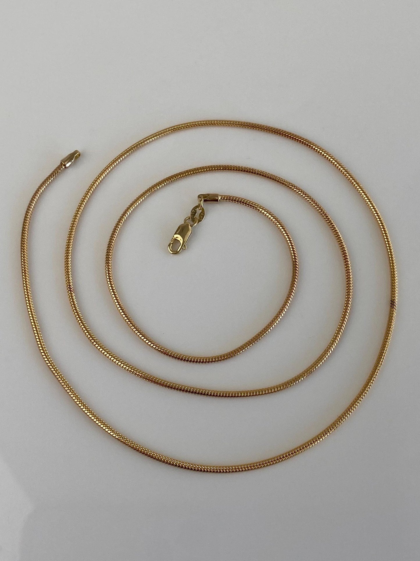 Vintage Solid 14k Yellow Gold Snake Chain Necklace - 22.5 inches