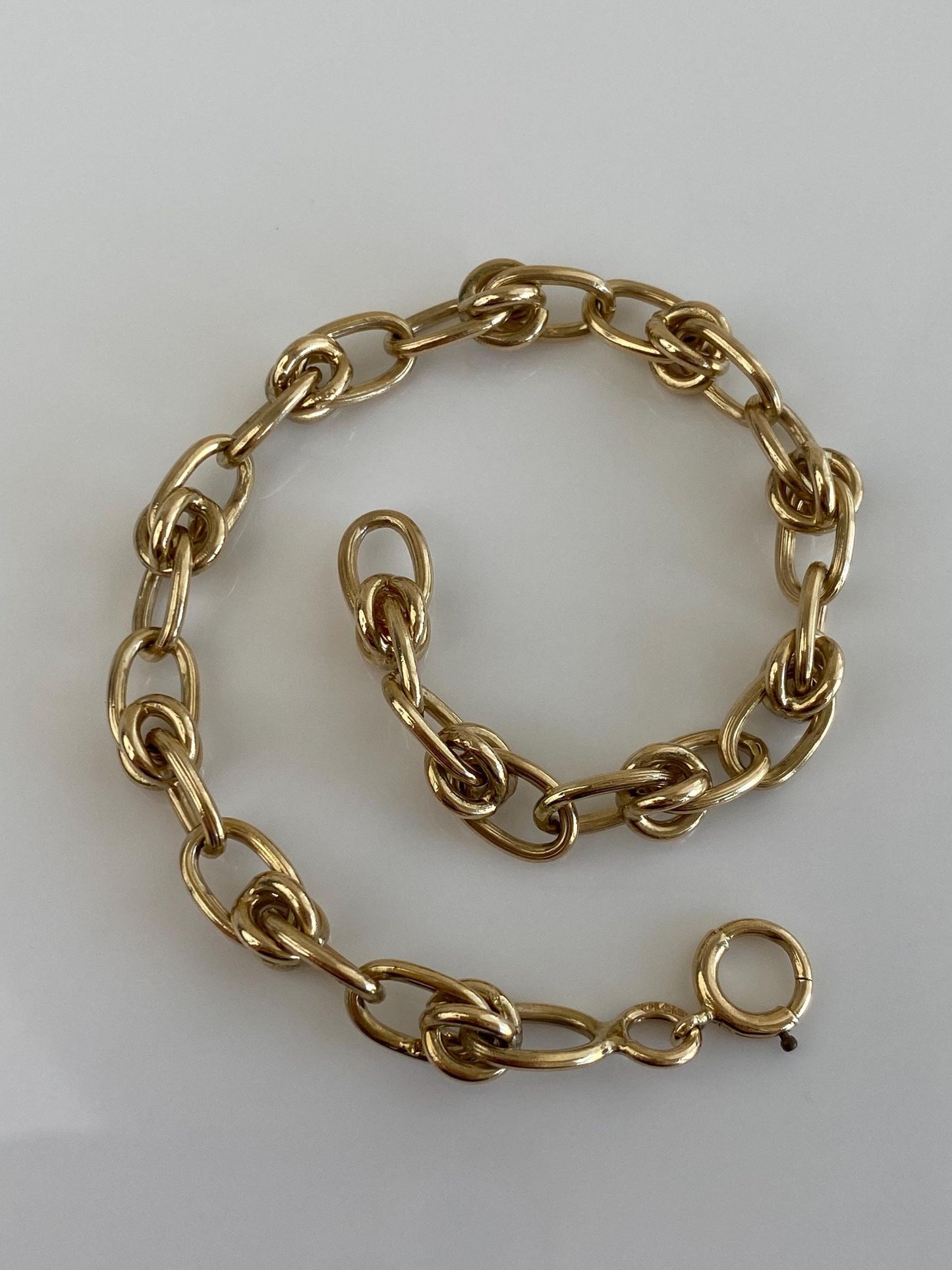 Vintage Solid 14k Yellow Gold Chunky Fancy Link Chain Bracelet - 7.5 inches