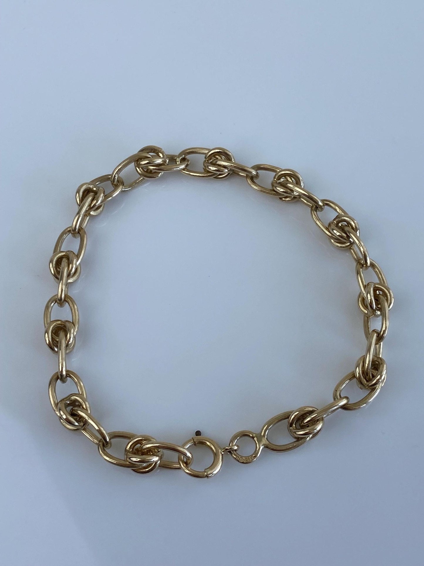 Vintage Solid 14k Yellow Gold Chunky Fancy Link Chain Bracelet - 7.5 inches