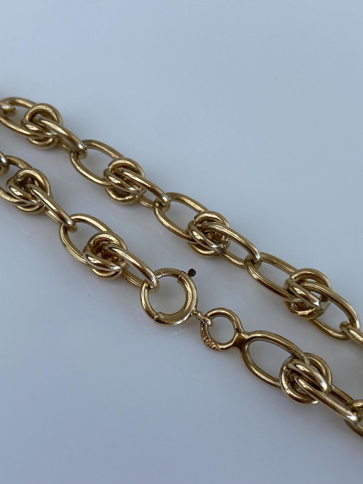 Vintage Solid 14k Yellow Gold Chunky Fancy Link Chain Bracelet - 7.5 inches