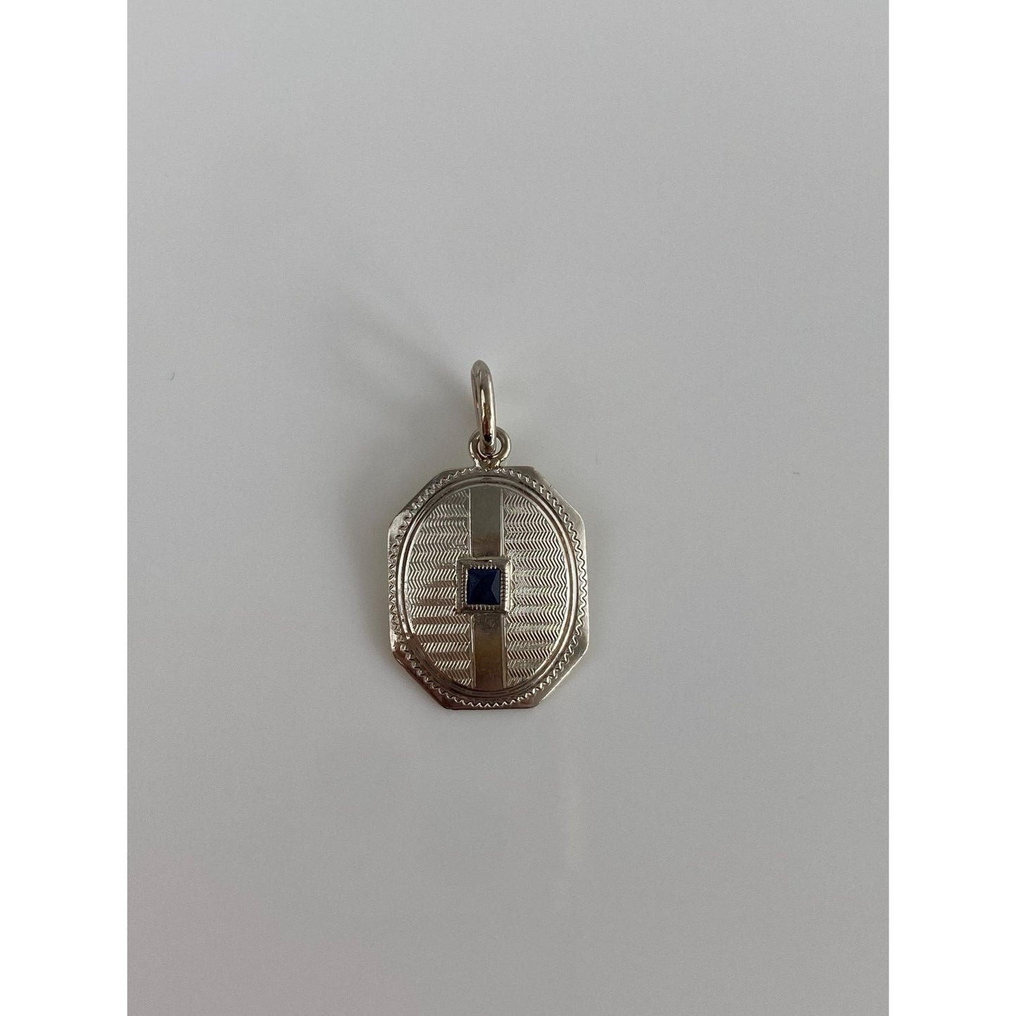 Vintage Solid Platinum & 14k Yellow Gold Sapphire Cufflink Conversion Charm