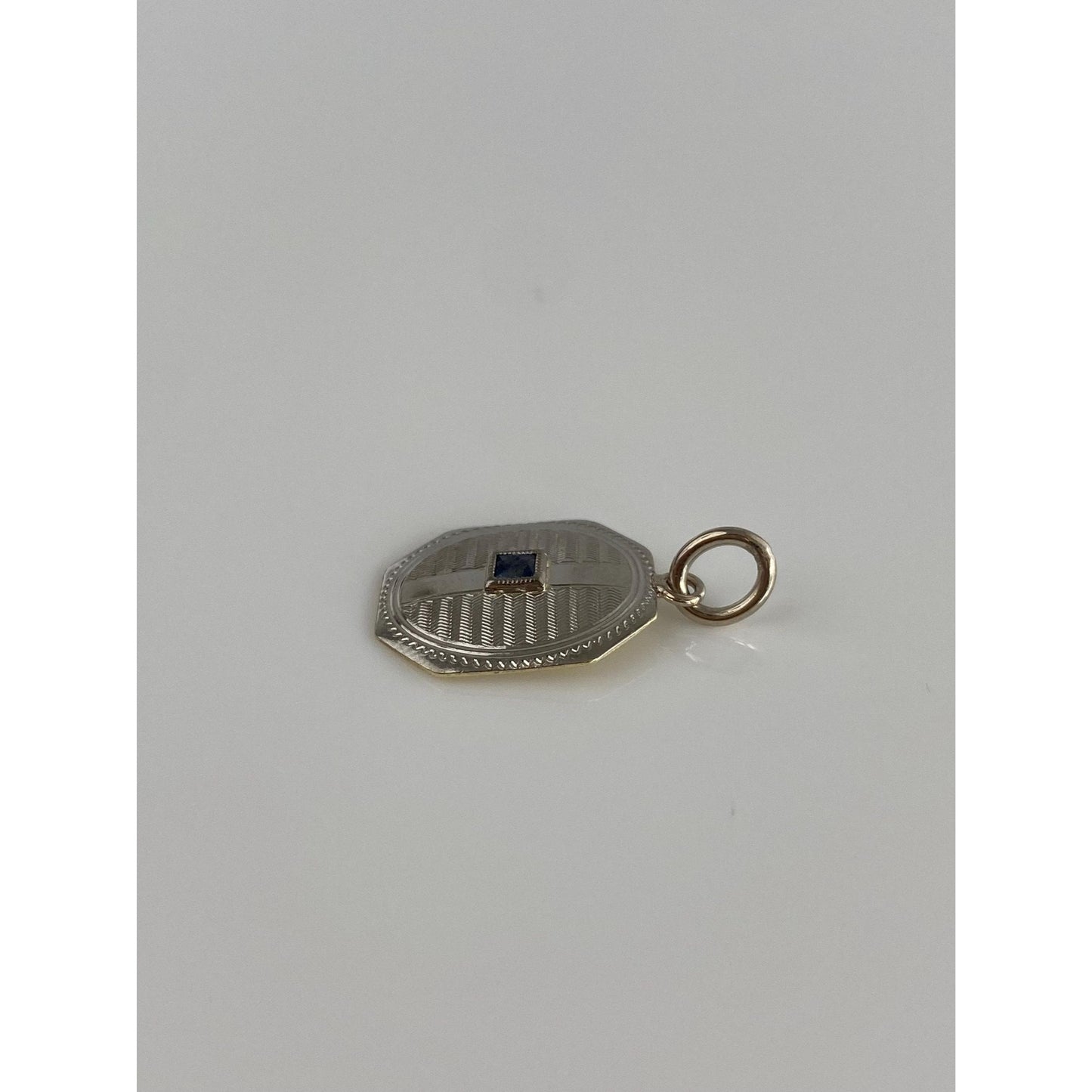 Vintage Solid Platinum & 14k Yellow Gold Sapphire Cufflink Conversion Charm