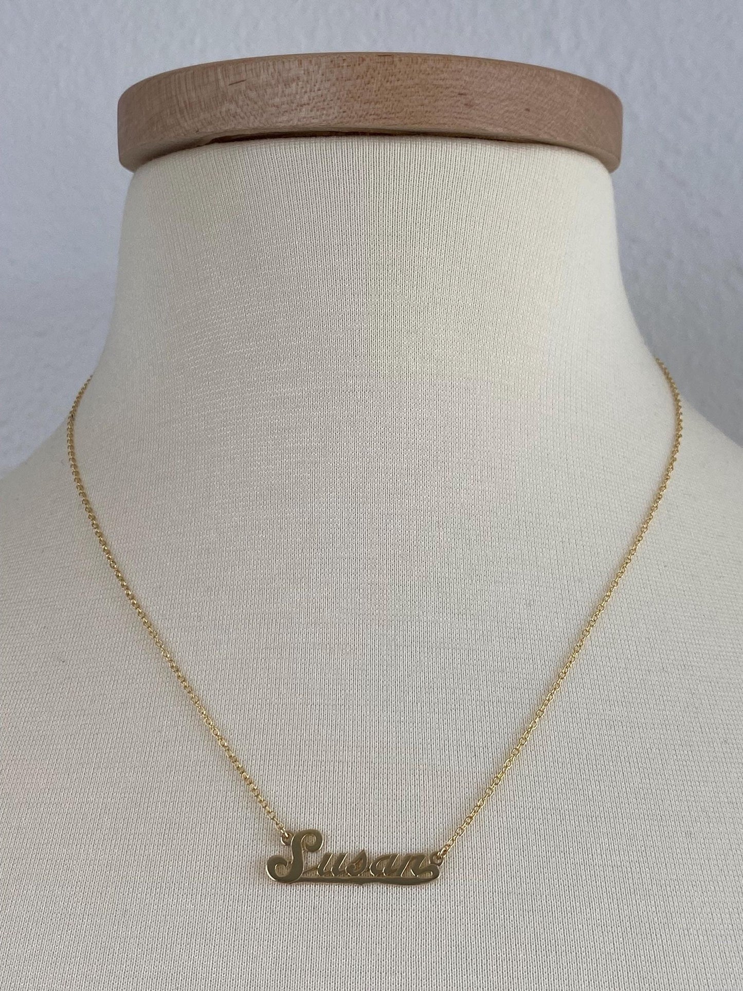 Vintage Solid 14k Yellow Gold 'Susan' Nameplate Cable Chain Necklace - 19 inches