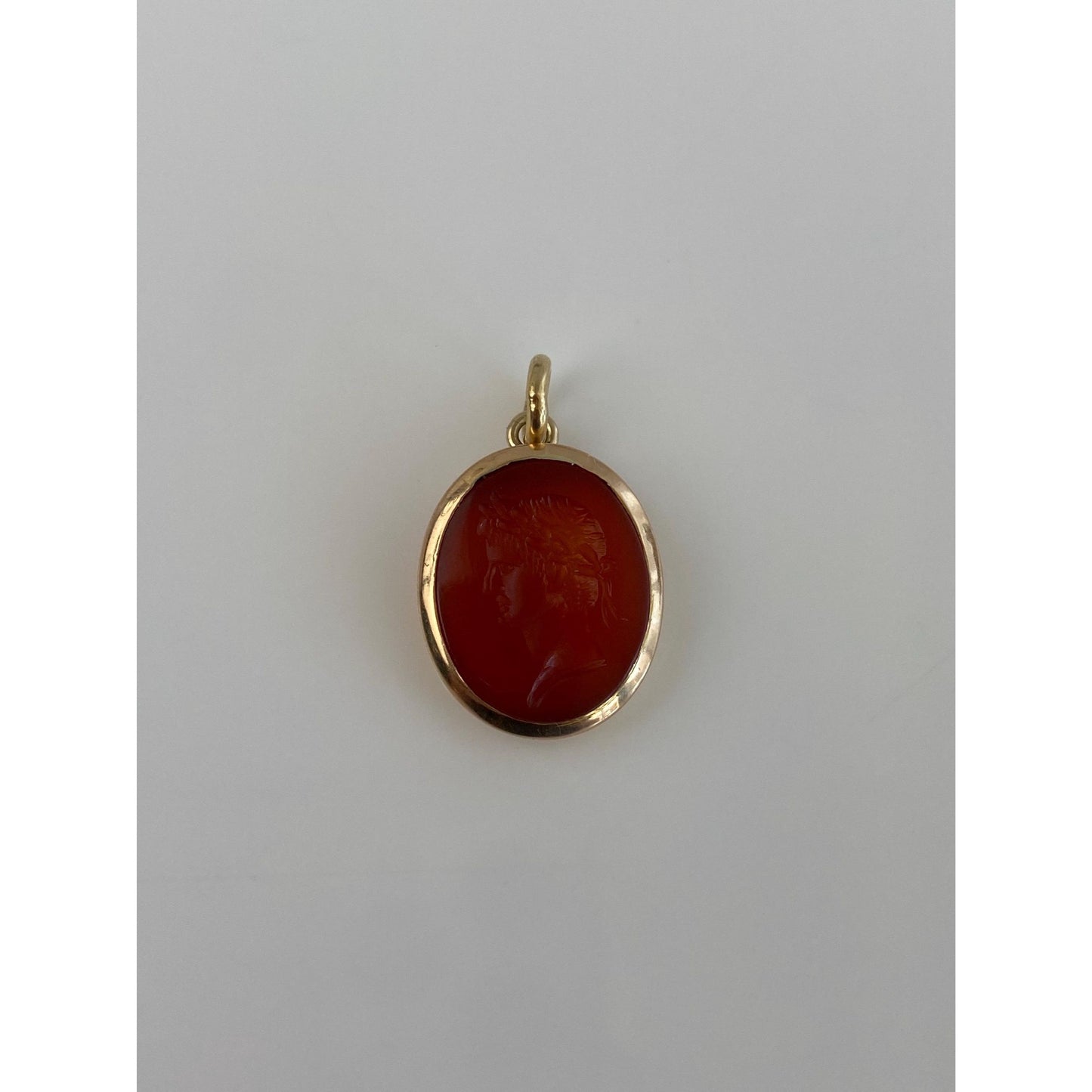 Vintage Solid 18k Yellow Gold Carnelian Cameo Itaglio Charm