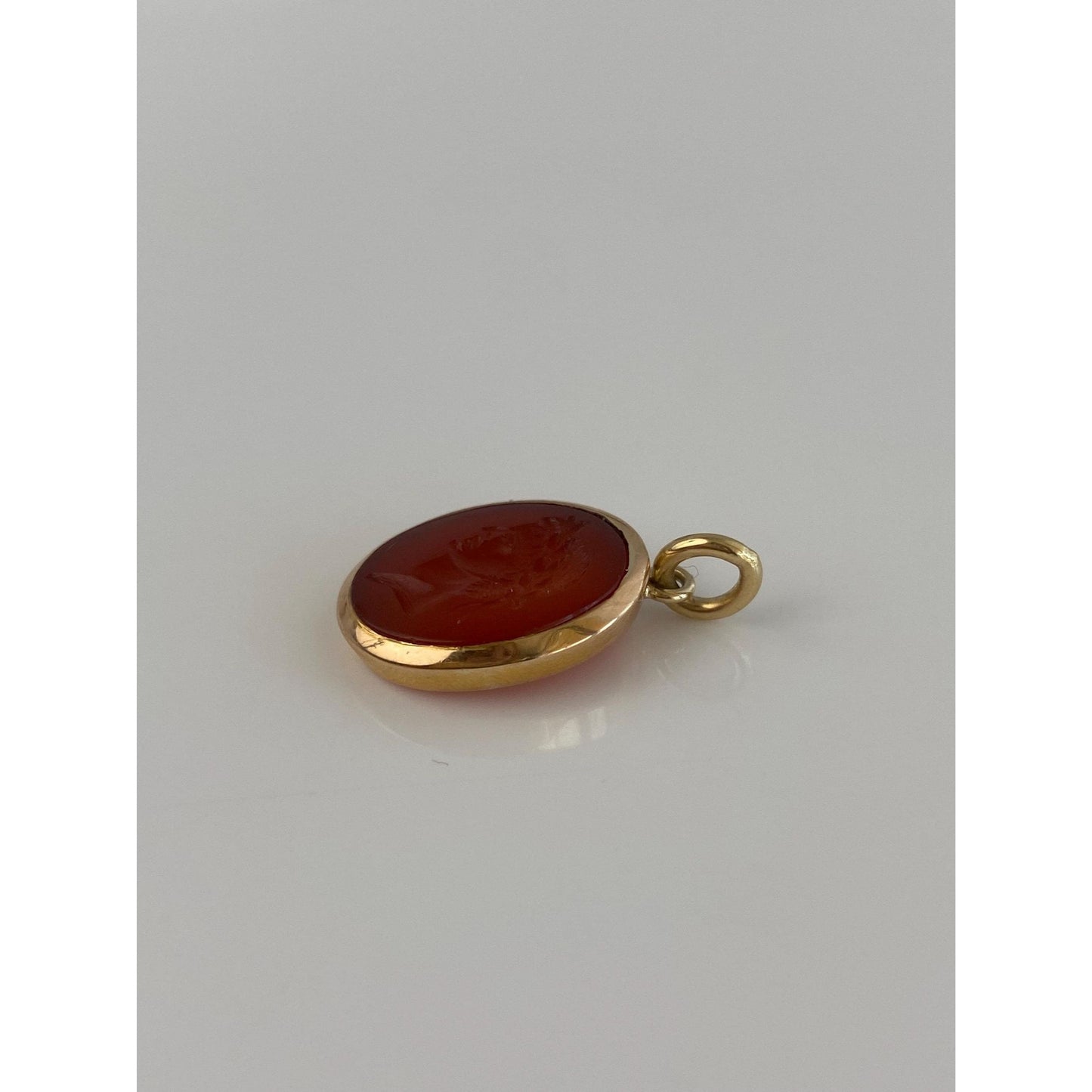 Vintage Solid 18k Yellow Gold Carnelian Cameo Itaglio Charm