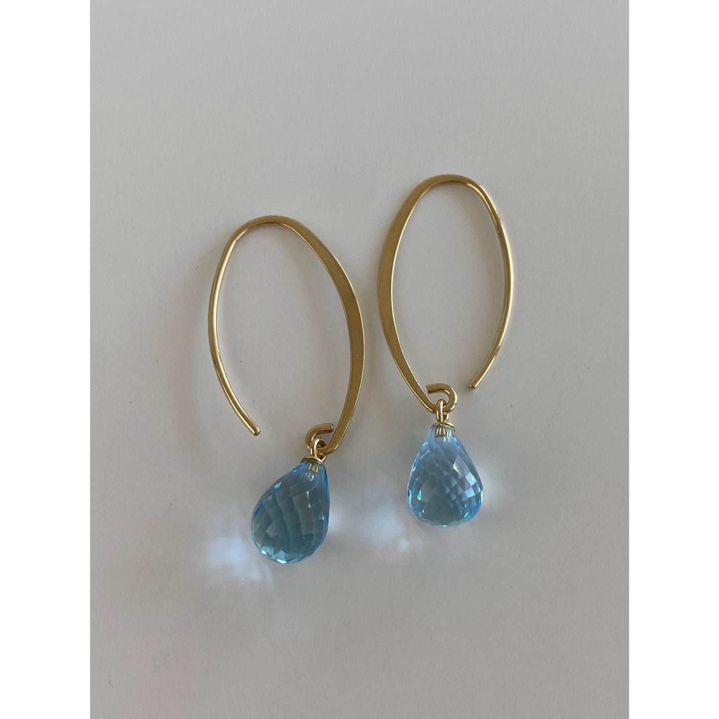 Vintage Solid 14k Yellow Gold Rose Cut Topaz Dangle Earrings