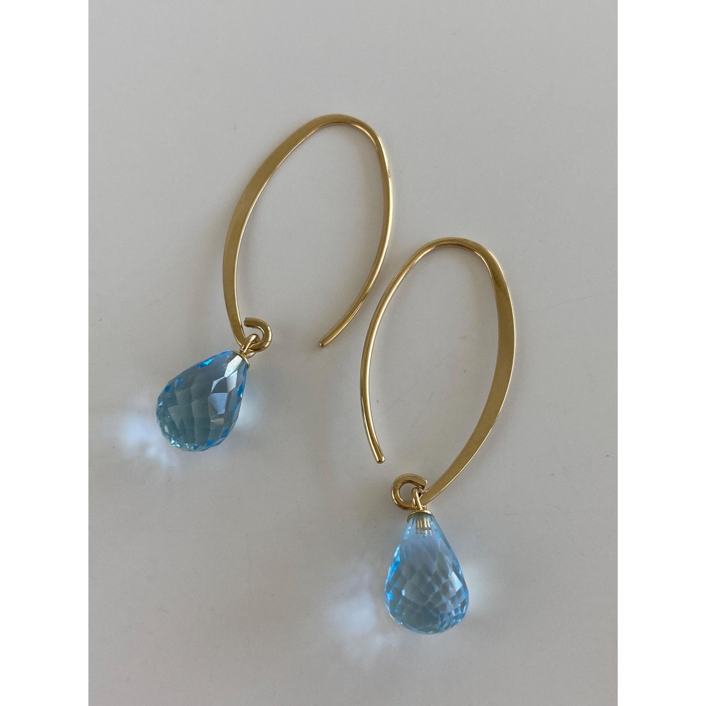 Vintage Solid 14k Yellow Gold Rose Cut Topaz Dangle Earrings