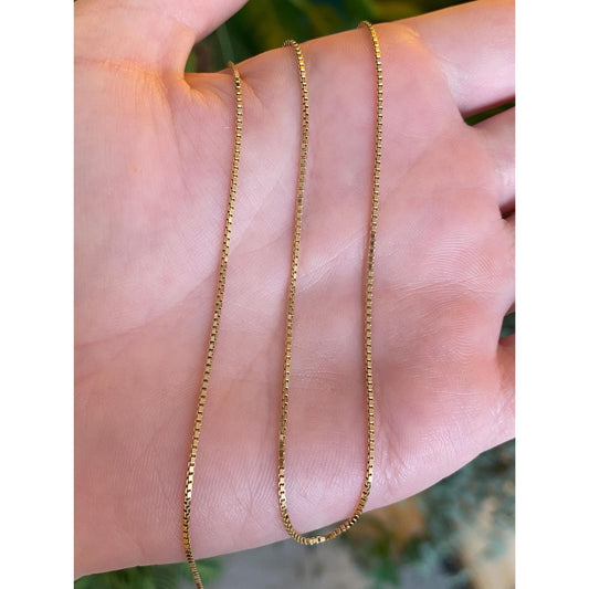 Vintage Solid 14k Yellow Gold Box Chain Necklace - 16.25 inches
