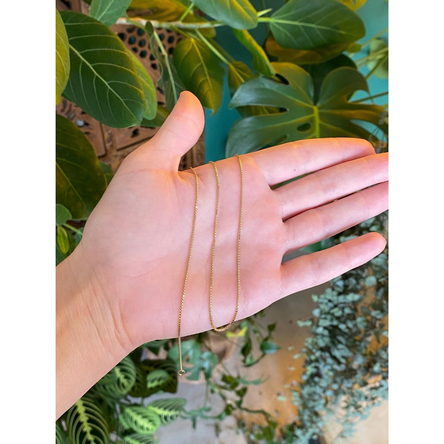 Vintage Solid 14k Yellow Gold Box Chain Necklace - 16.25 inches